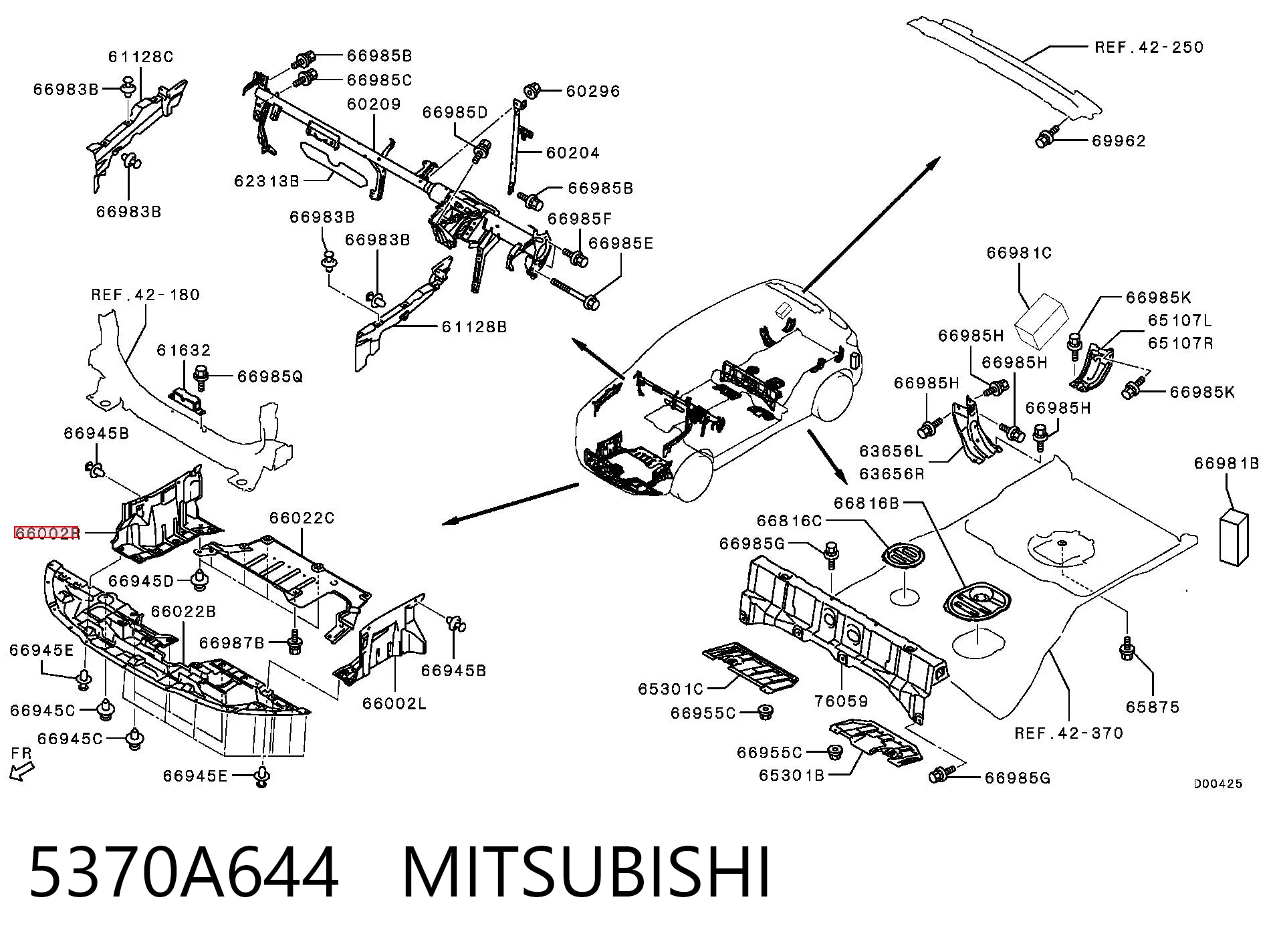 5370A644 Mitsubishi Proteção de fundo traseira direita