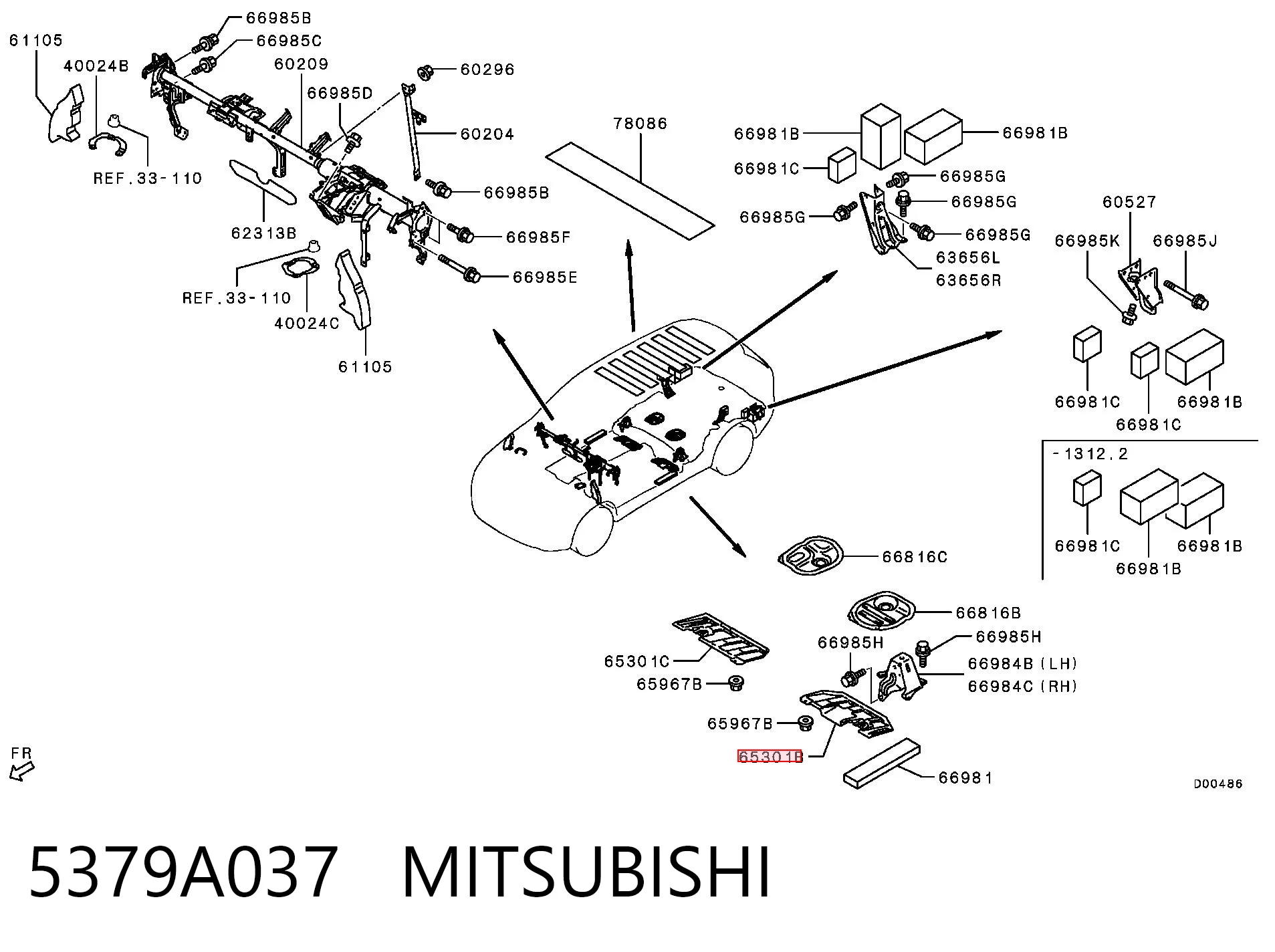 5379A037 Mitsubishi Proteção de fundo esquerda