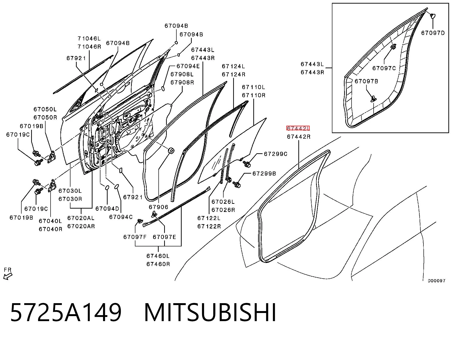 5725A149 Mitsubishi Compactador da porta dianteira esquerda (na carroçaria)