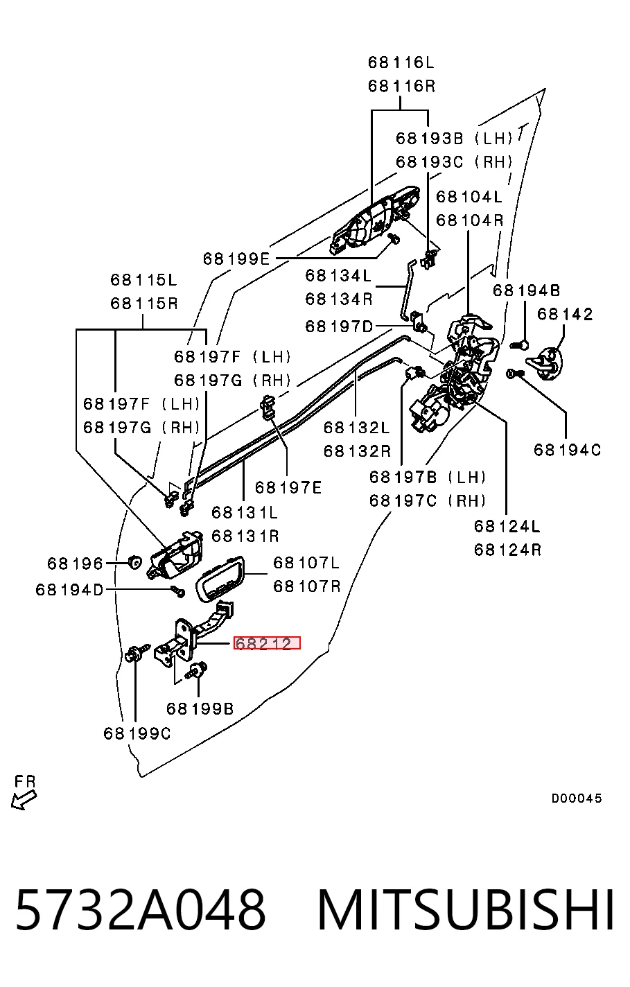 5732A048 Mitsubishi Limitador traseiro de abertura de porta