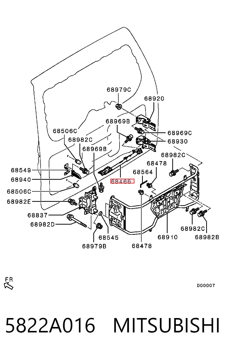 5822A016 Mitsubishi Amortecedor de tampa de porta-malas (de 3ª/5ª porta traseira)
