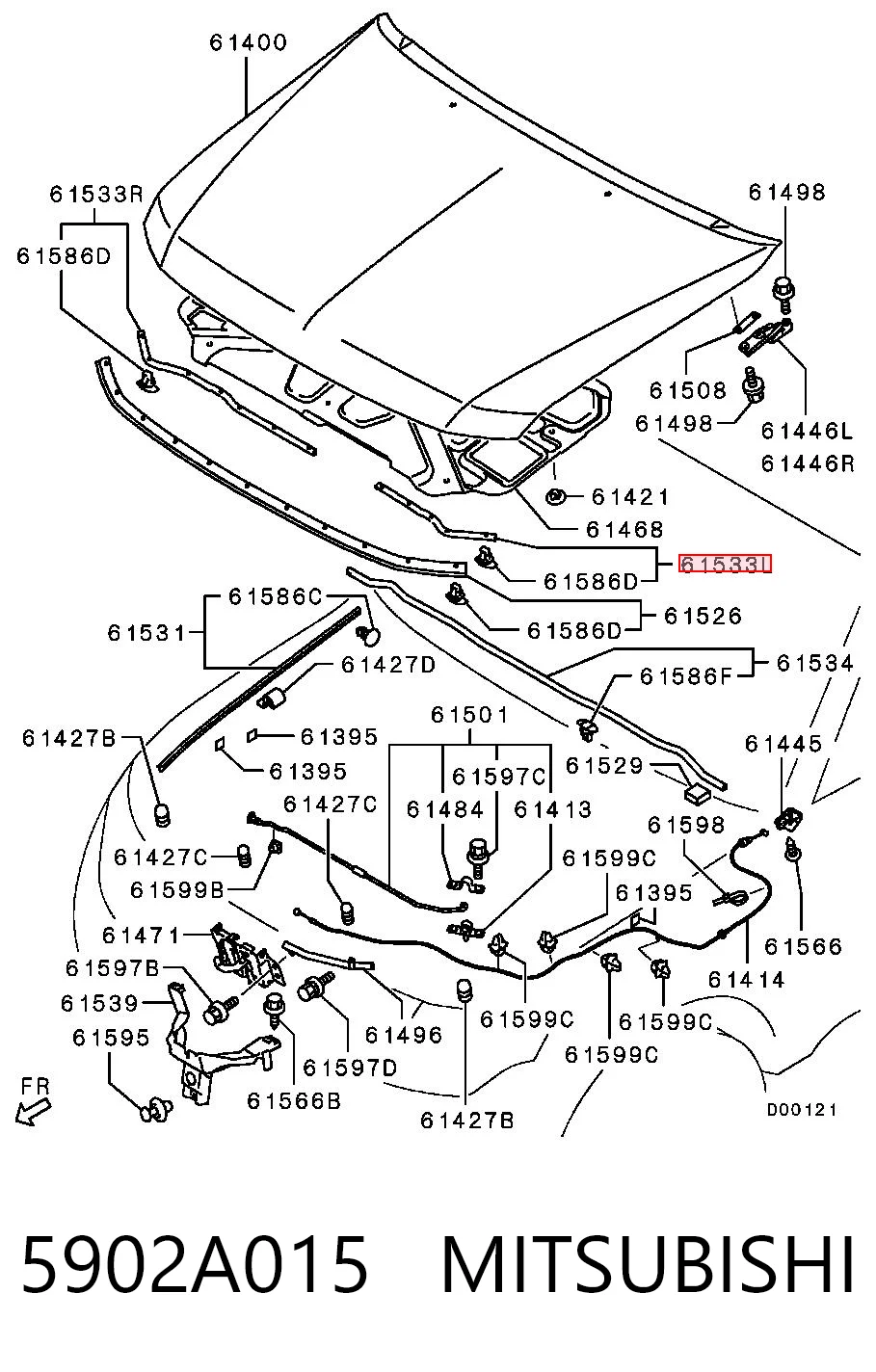 5902A015 Mitsubishi Vedação da capota
