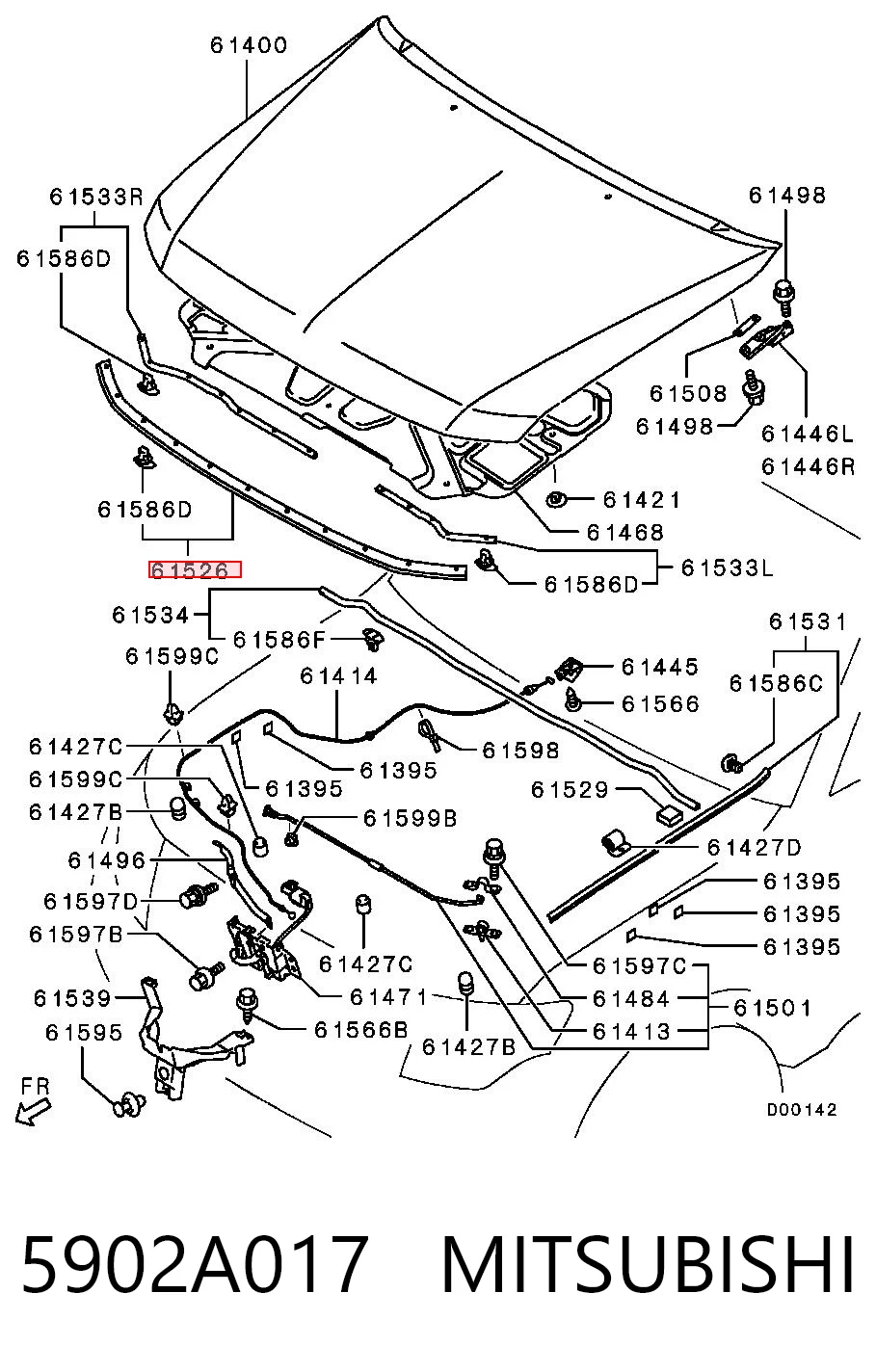 5902A017 Mitsubishi Vedação da capota