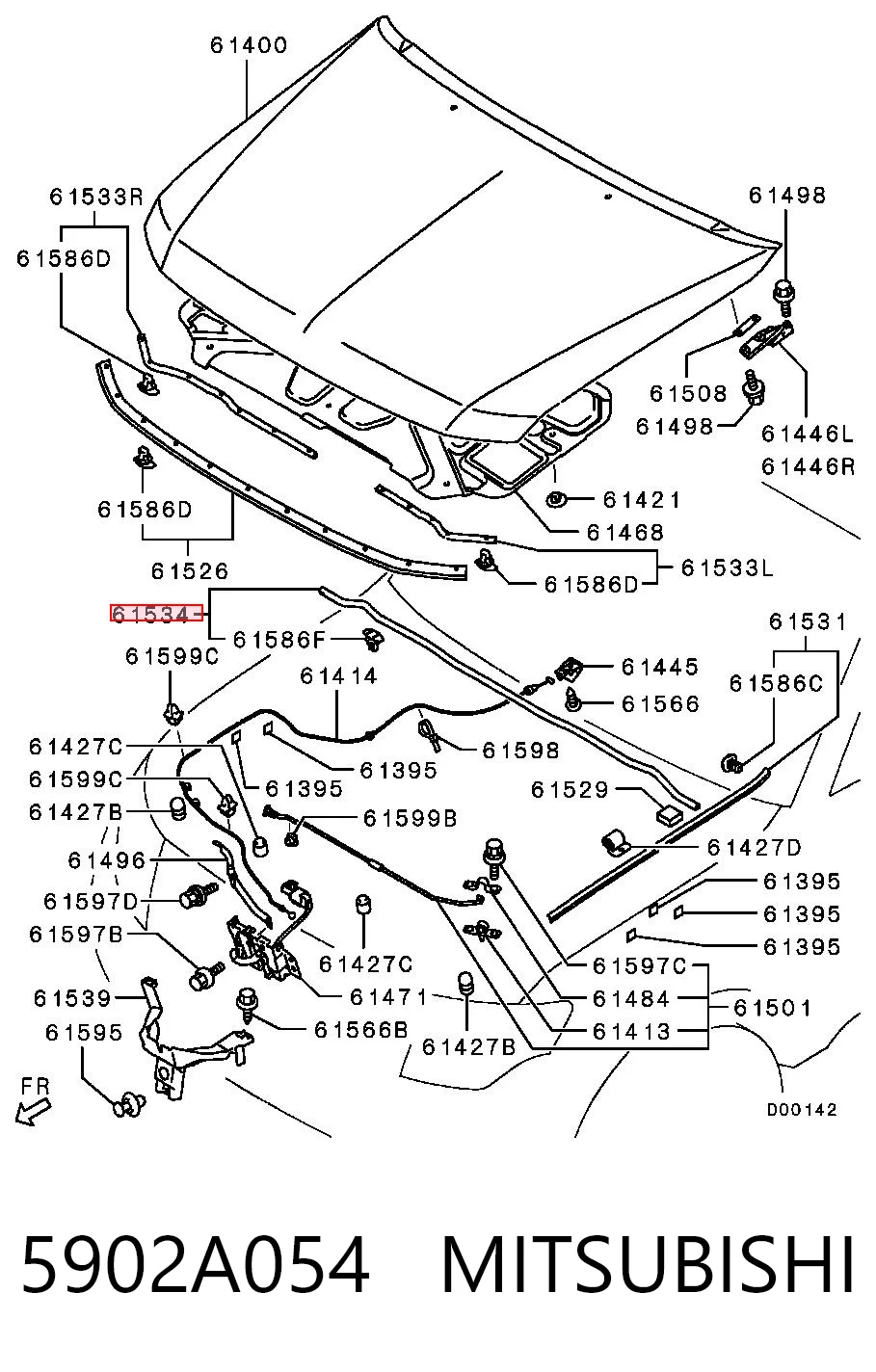 5902A054 Mitsubishi Vedação da capota
