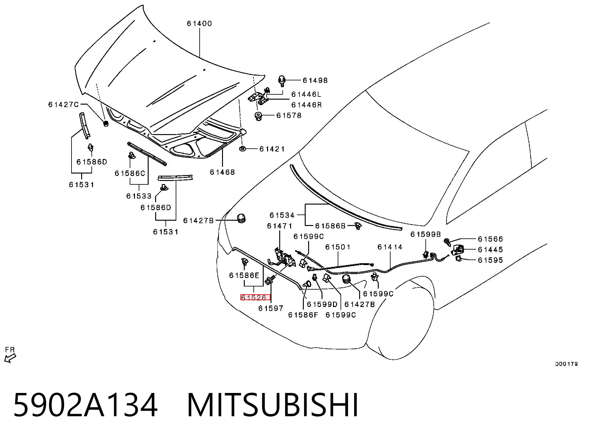 5902A134 Mitsubishi Vedação da capota