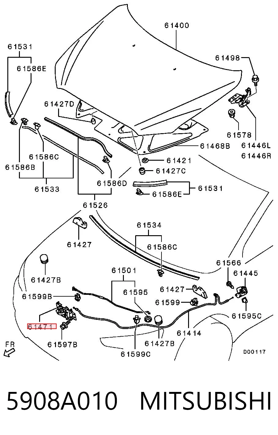 5908A010 Mitsubishi Fecho da capota