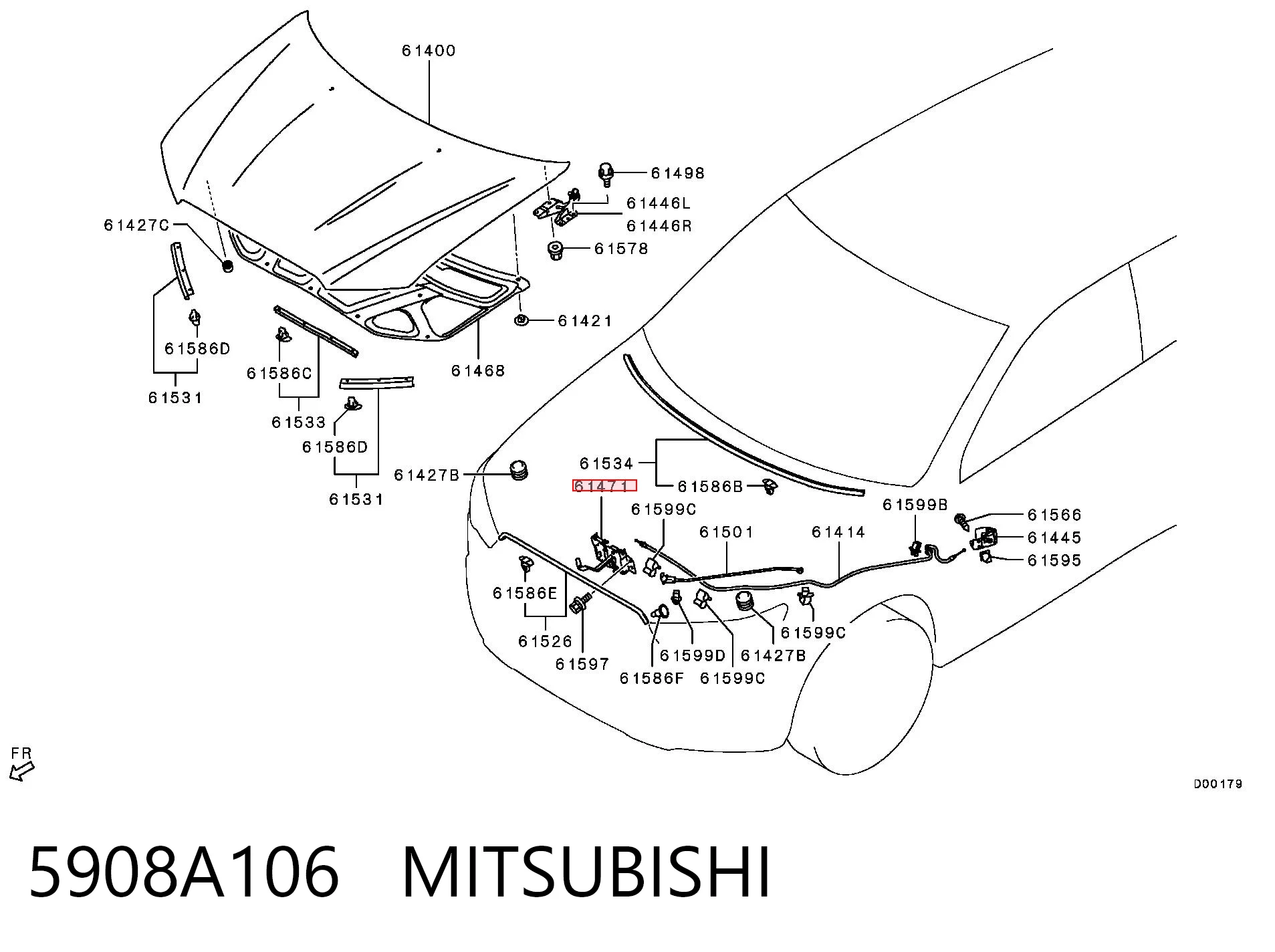 5908A106 Mitsubishi Fecho da capota