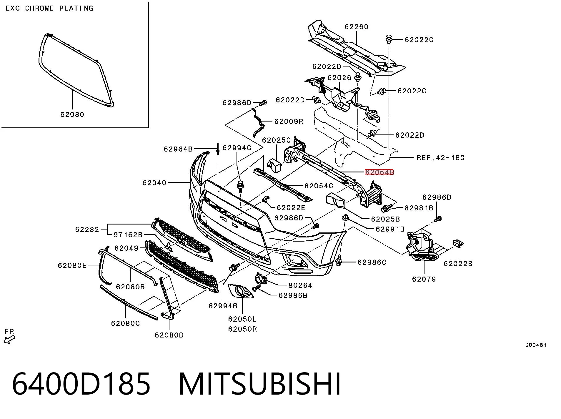 Reforçador do pára-choque dianteiro para Mitsubishi ASX  GA