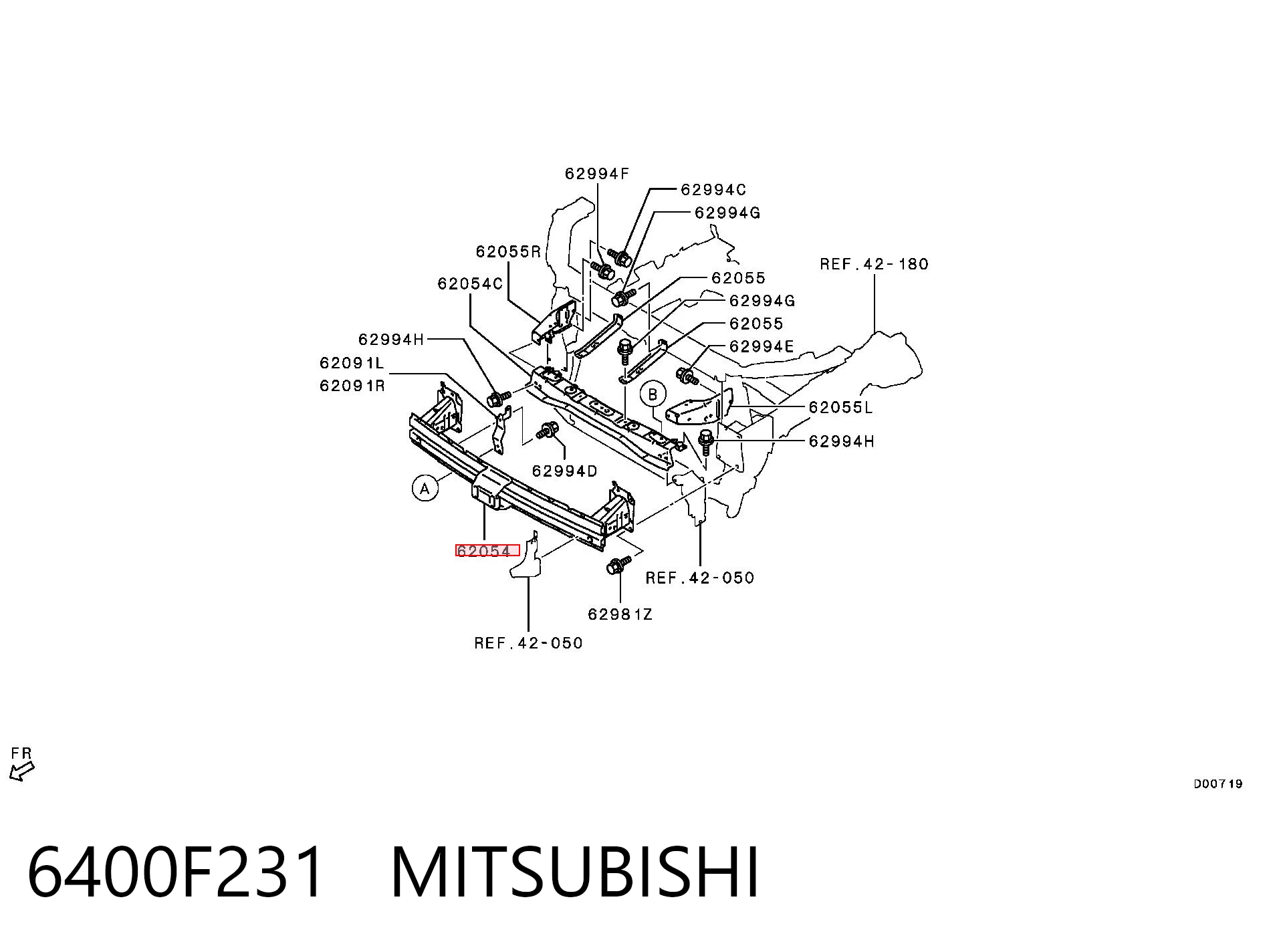 Reforçador do pára-choque dianteiro para Mitsubishi Outlander III GF, GG