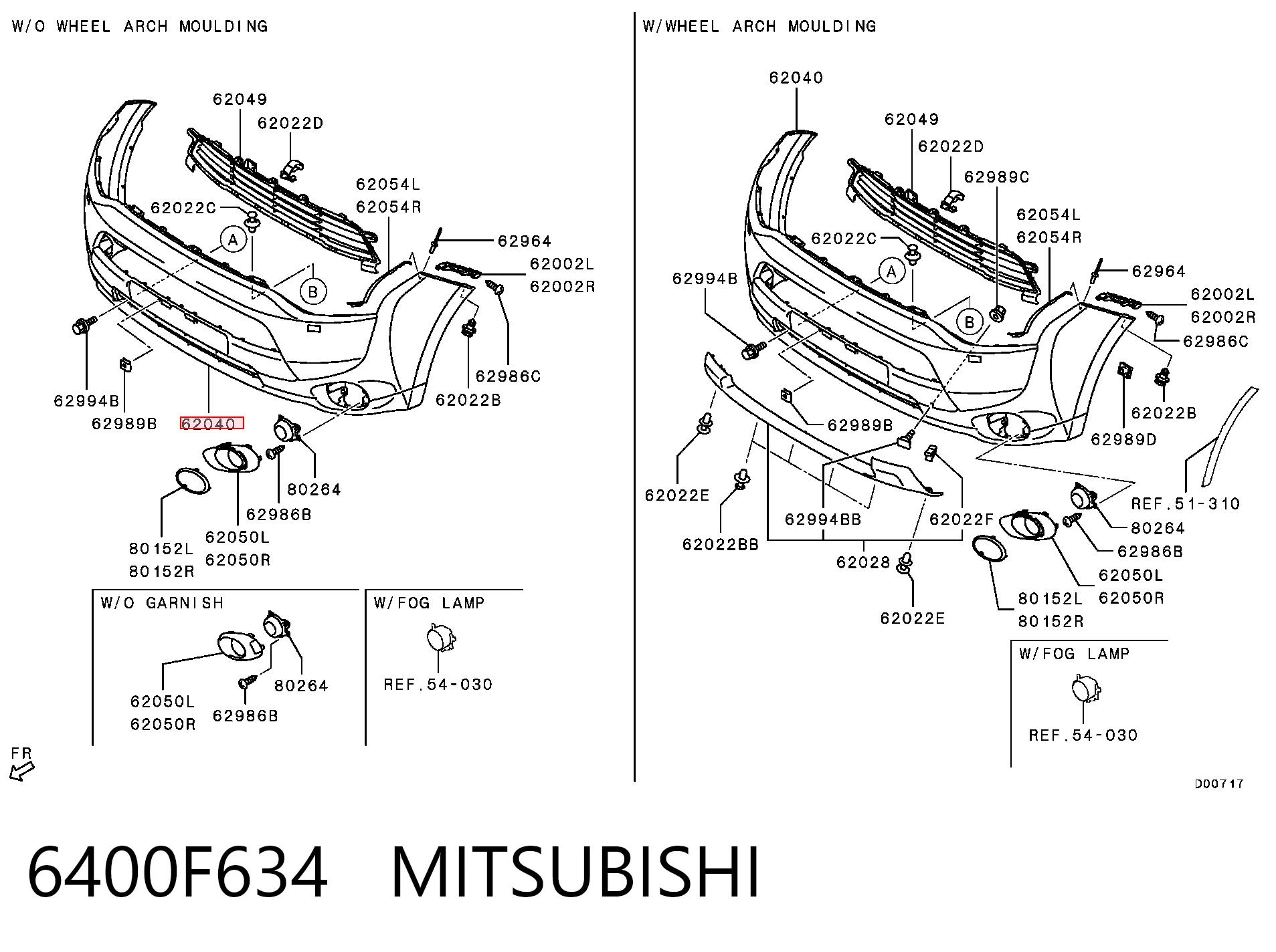 Pára-choque dianteiro para Mitsubishi Outlander III GF, GG