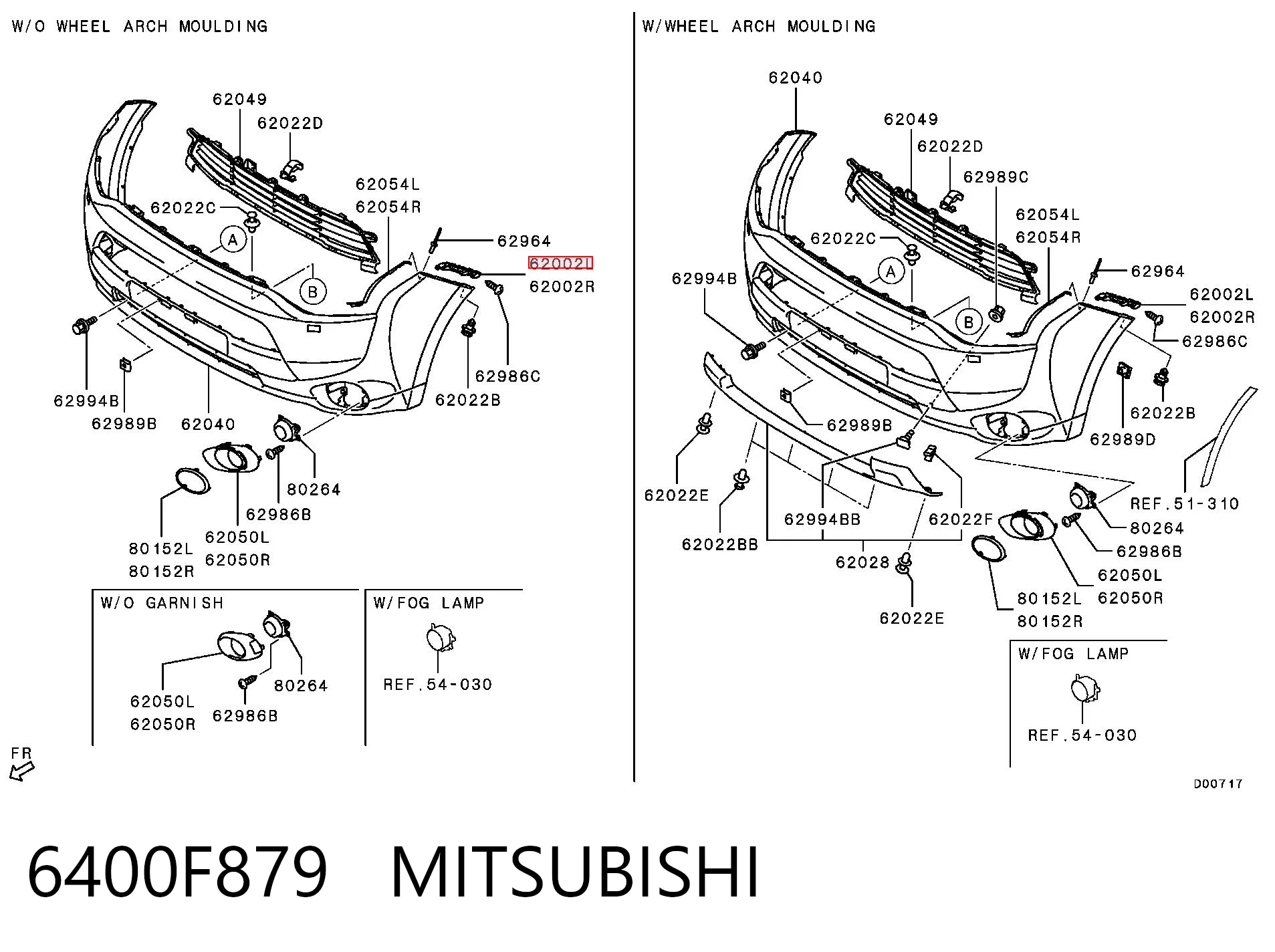 6400F879 Mitsubishi Consola do pára-choque dianteiro esquerdo