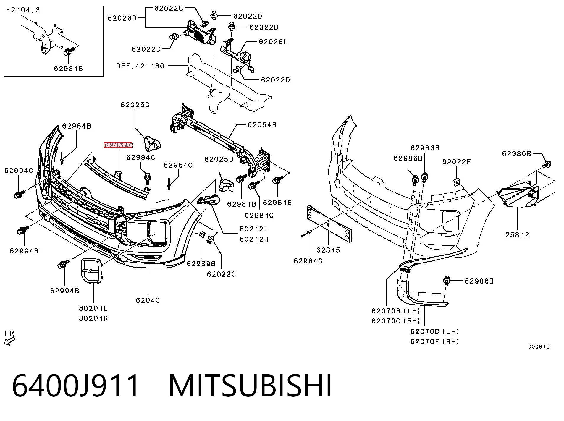 Consola do pára-choque dianteiro para Mitsubishi ASX  GA