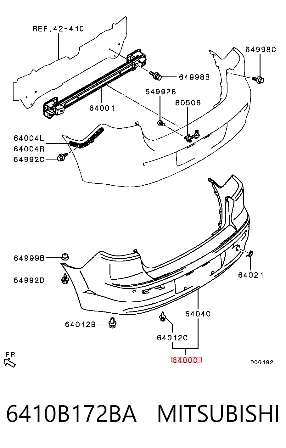 Pára-choque traseiro para Mitsubishi Lancer X CY_A, CZ_A
