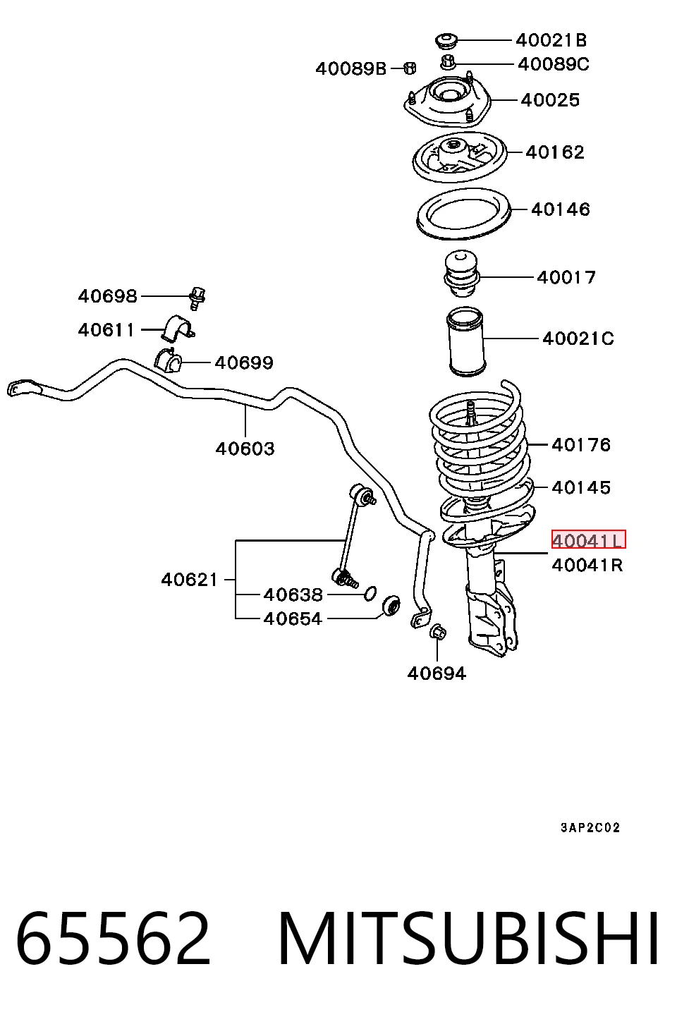 65562 Mitsubishi Amortecedor dianteiro direito