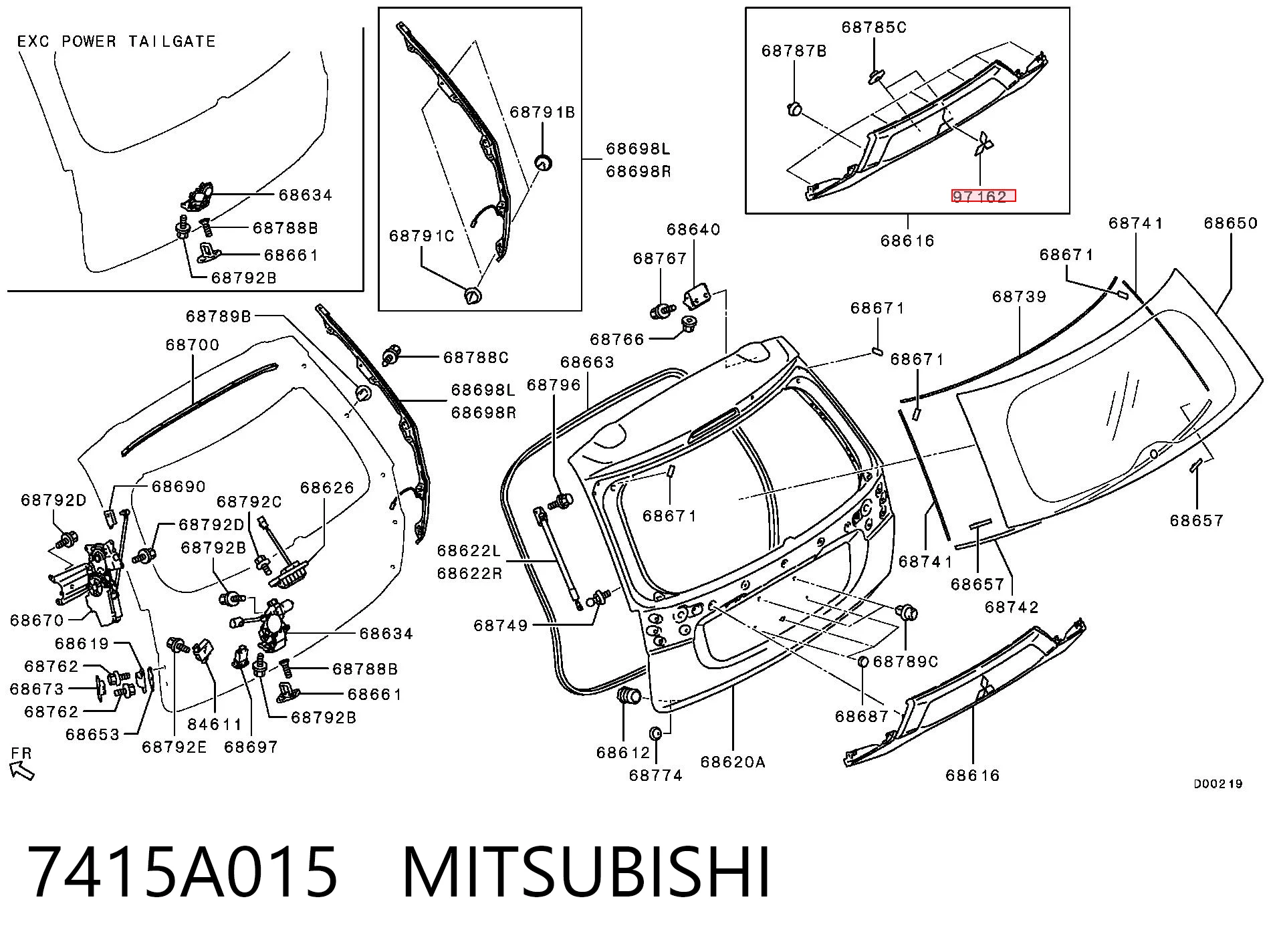 7415A015 Mitsubishi Emblema de tampa de porta-malas (emblema de firma)