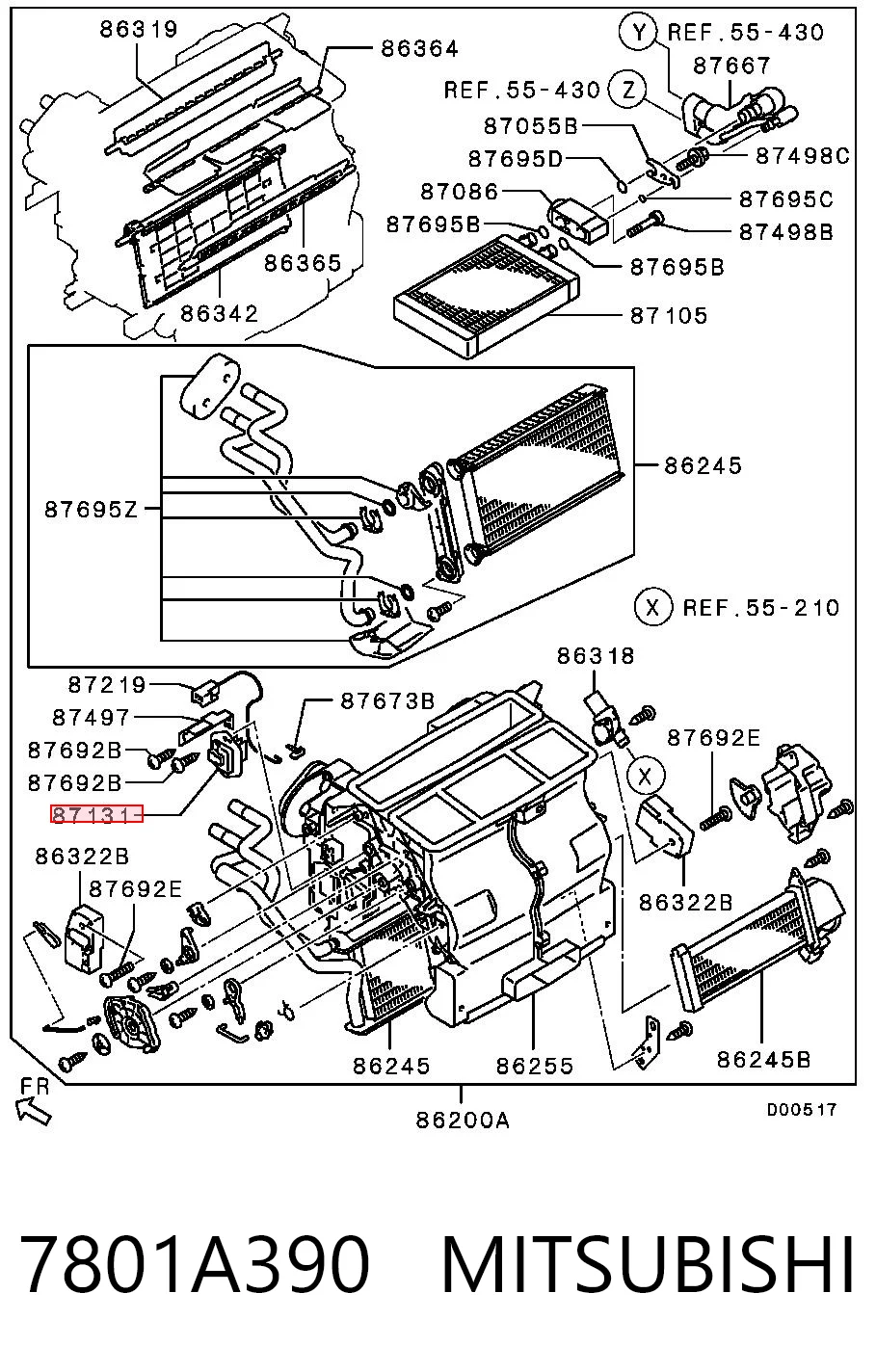 7801A390 Mitsubishi Resistor (resistência) de ventilador de forno (de aquecedor de salão)