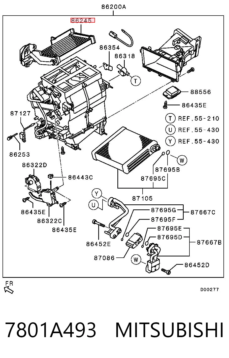 7801A493 Mitsubishi Radiador de forno (de aquecedor)