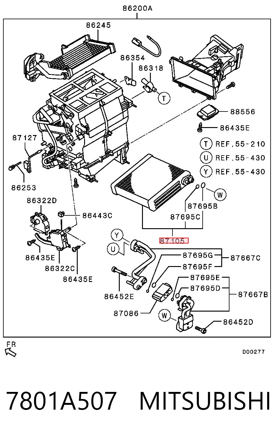 7801A507 Mitsubishi Vaporizador de aparelho de ar condicionado