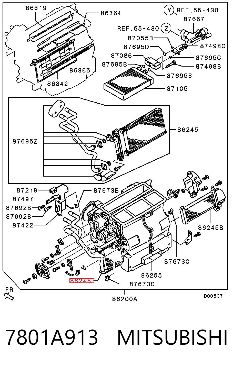 7801A913 Mitsubishi Radiador de forno (de aquecedor)