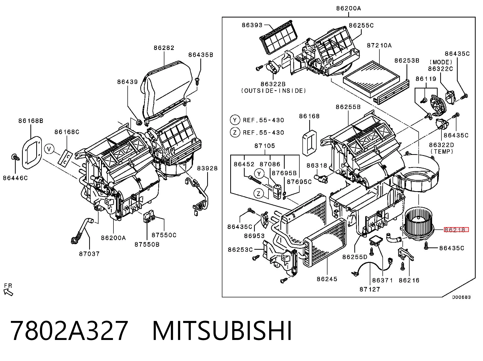 7802A327 Mitsubishi Motor de ventilador de forno (de aquecedor de salão)