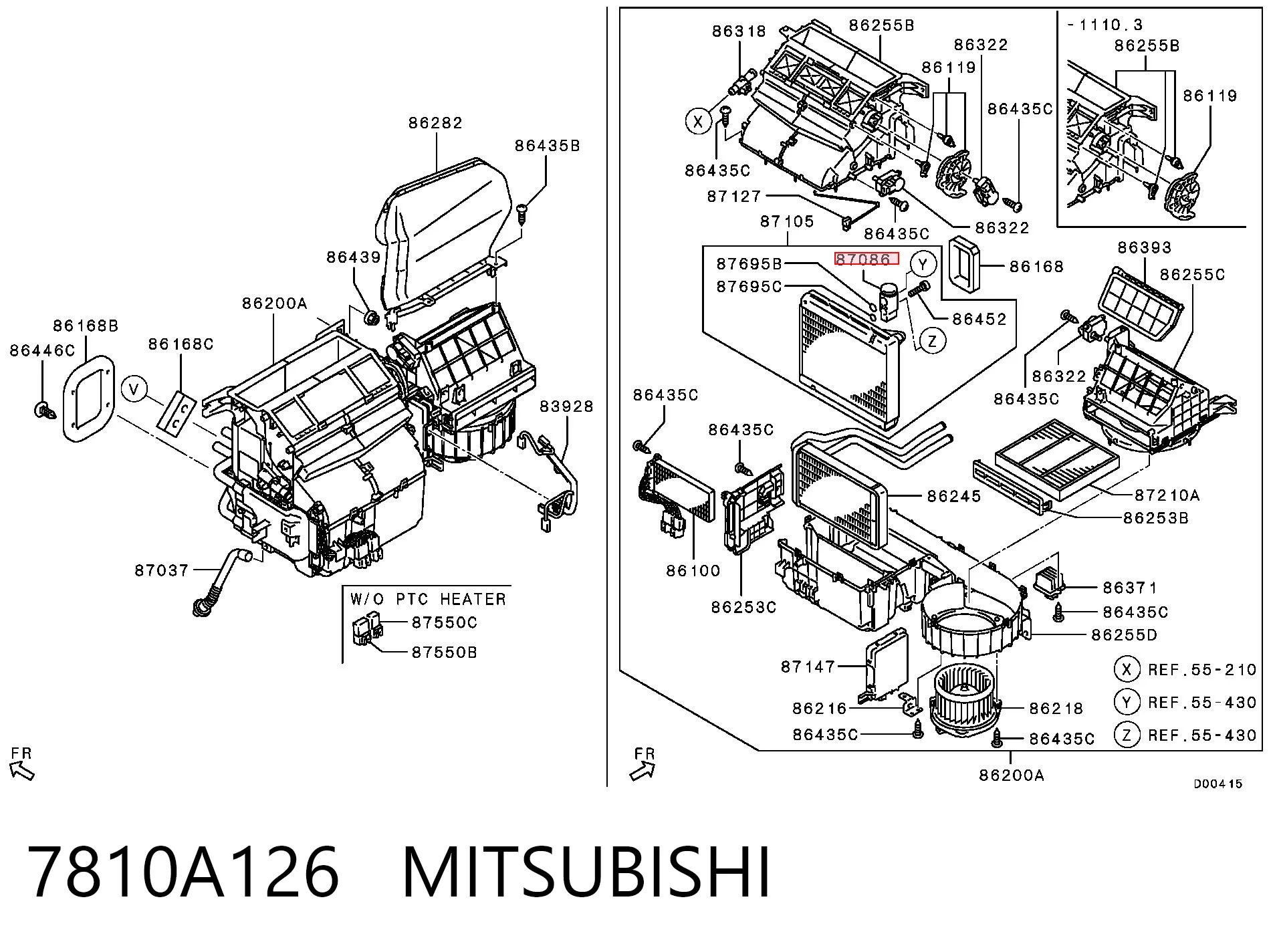 7810A126 Mitsubishi Válvula TRV de aparelho de ar condicionado