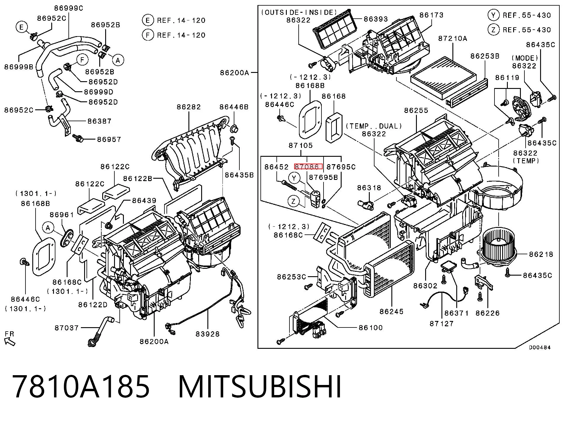 7810A185 Mitsubishi Válvula TRV de aparelho de ar condicionado
