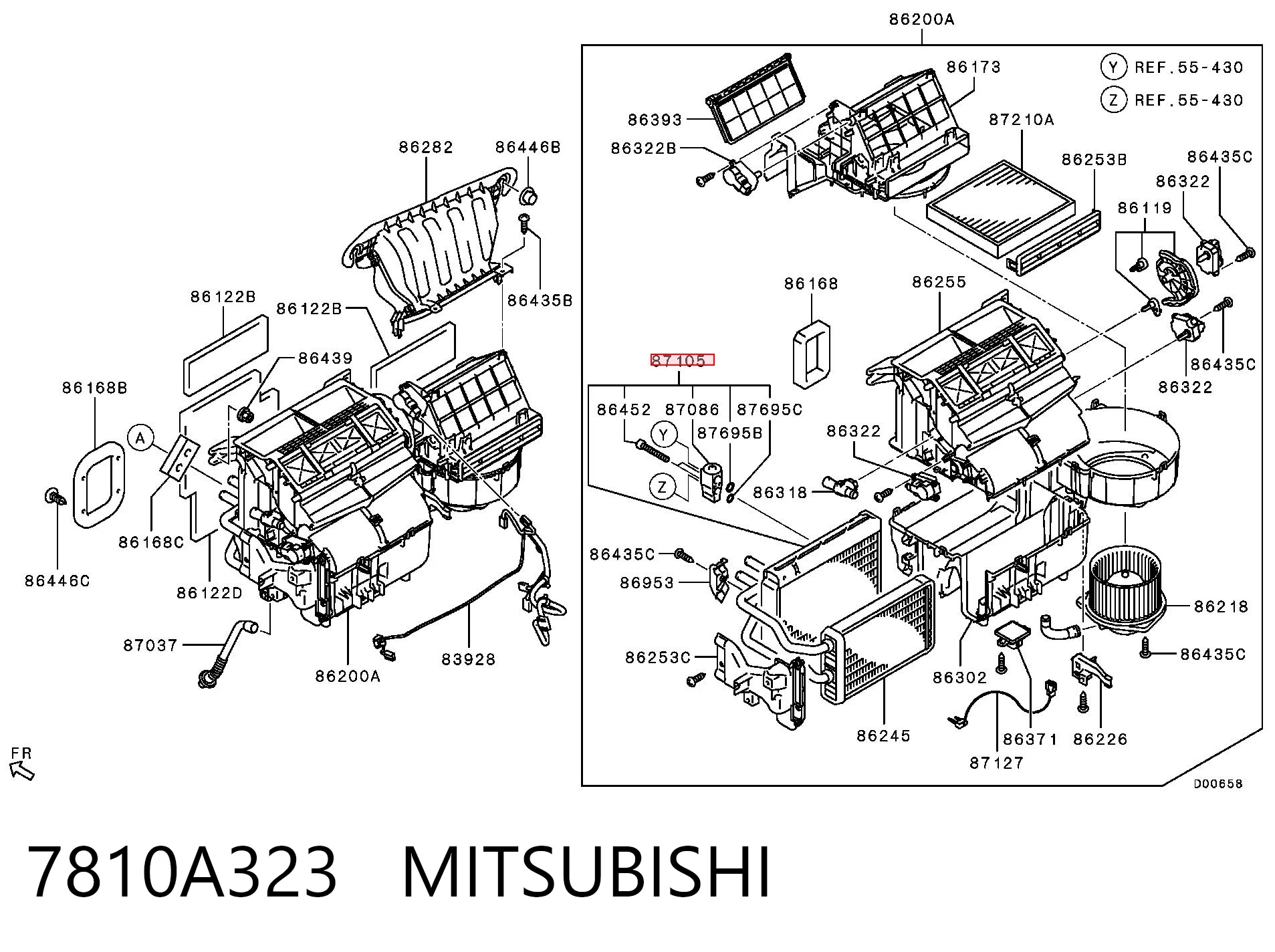 7810A323 Mitsubishi Vaporizador de aparelho de ar condicionado