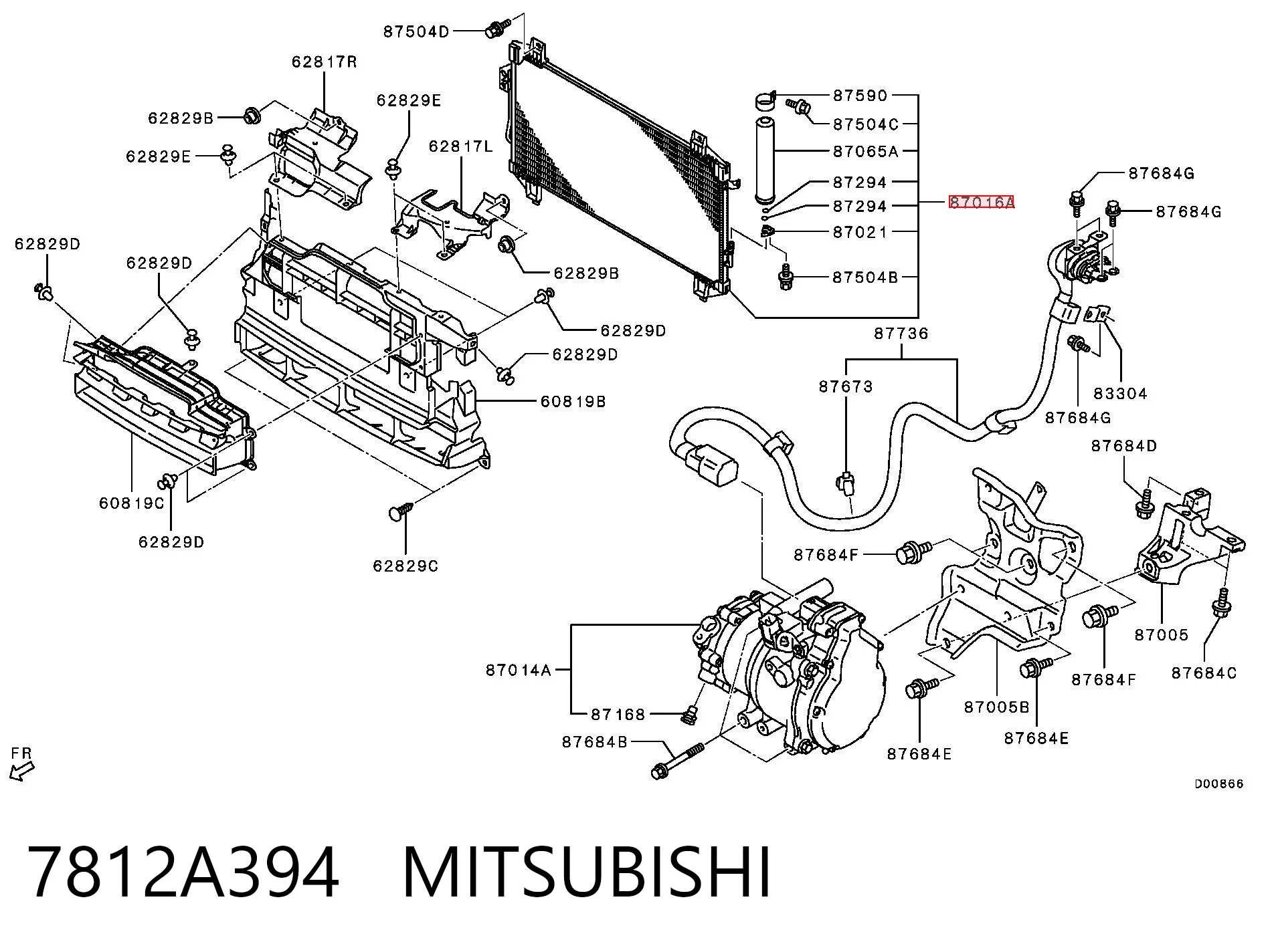7812A394 Mitsubishi Radiador de aparelho de ar condicionado