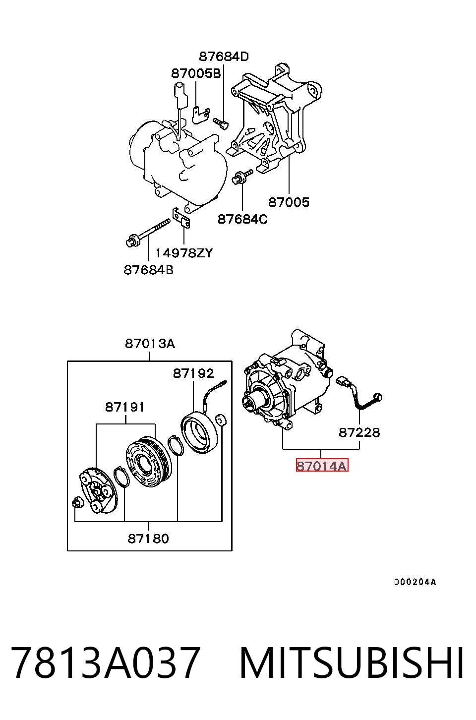 7813A037 Mitsubishi Compressor de aparelho de ar condicionado