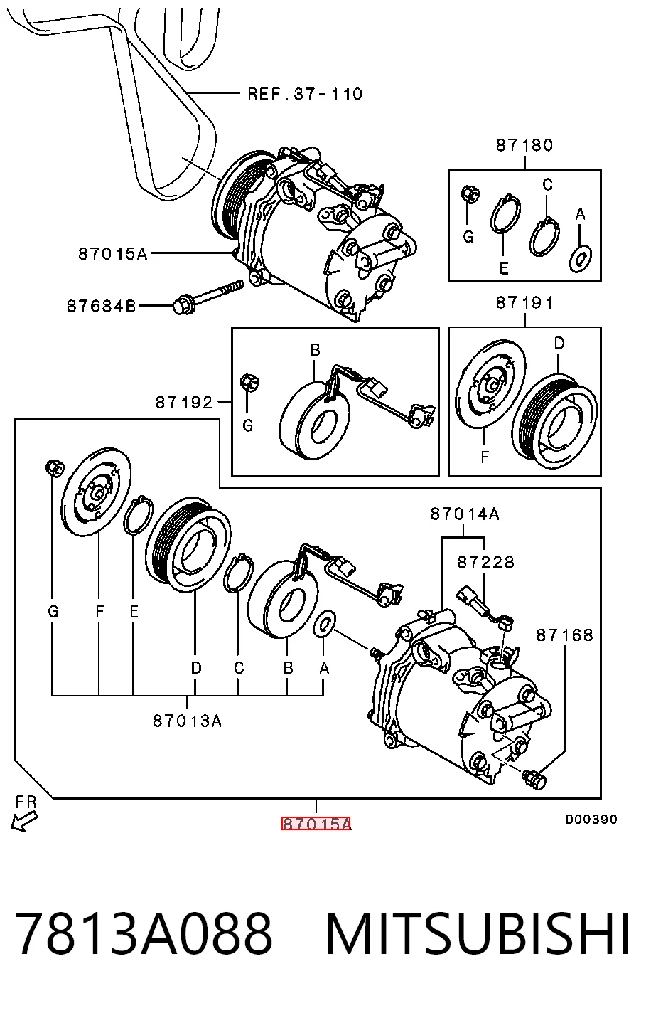 7813A088 Mitsubishi Compressor de aparelho de ar condicionado