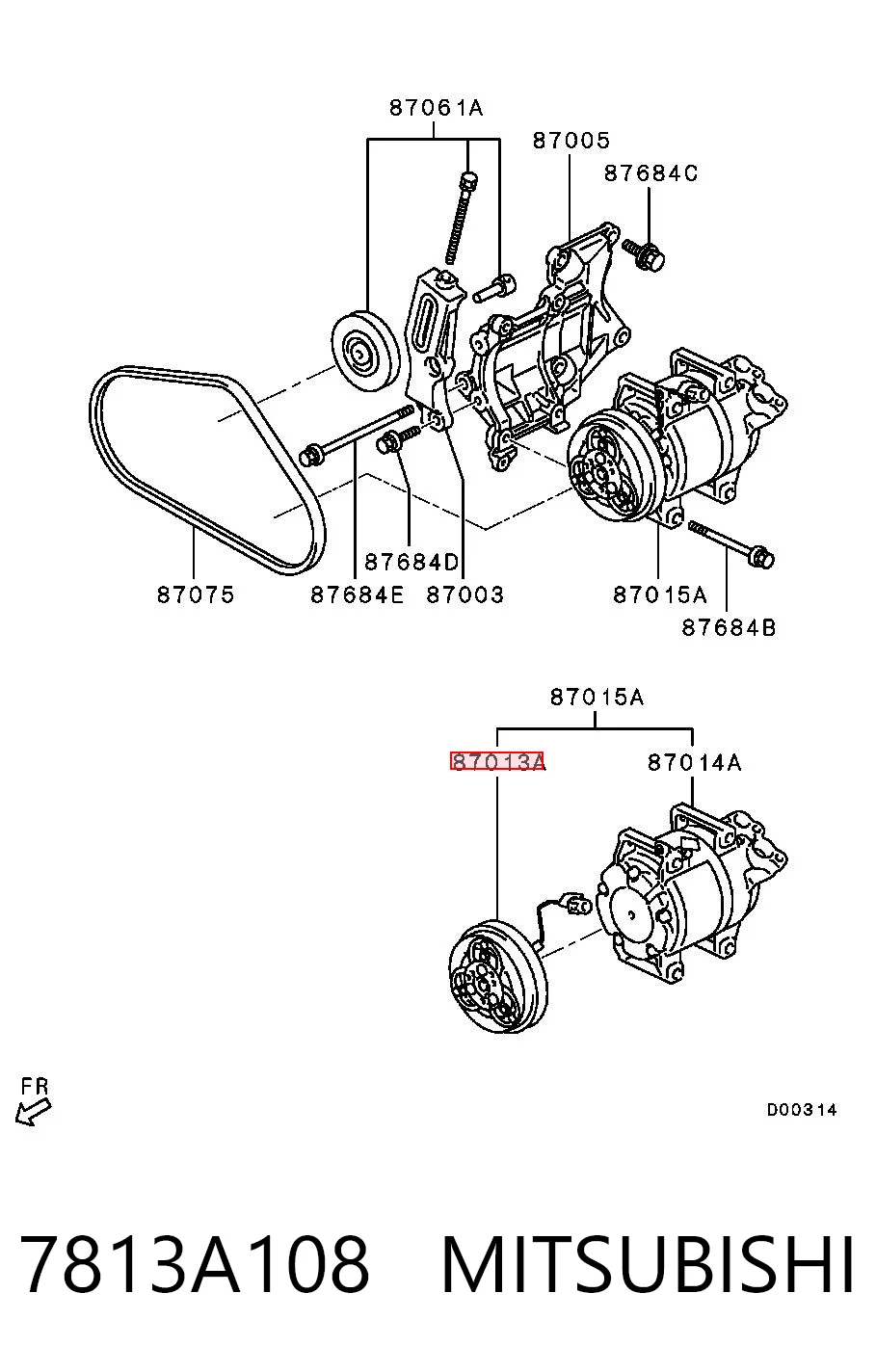 7813A108 Mitsubishi Acoplamento (bobina magnética) do compressor de aparelho de ar condicionado