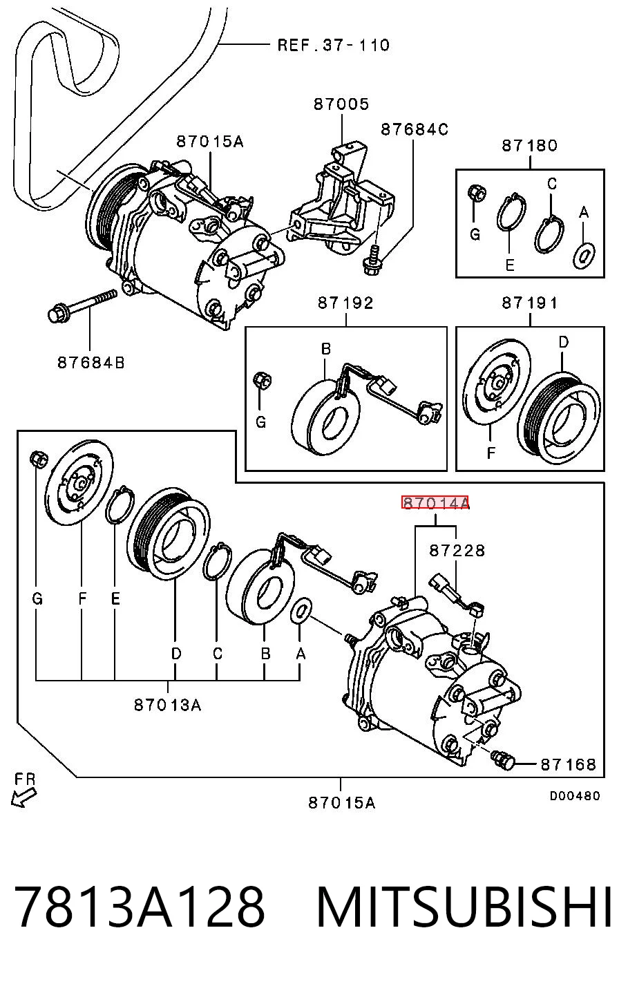 7813A128 Mitsubishi Compressor de aparelho de ar condicionado