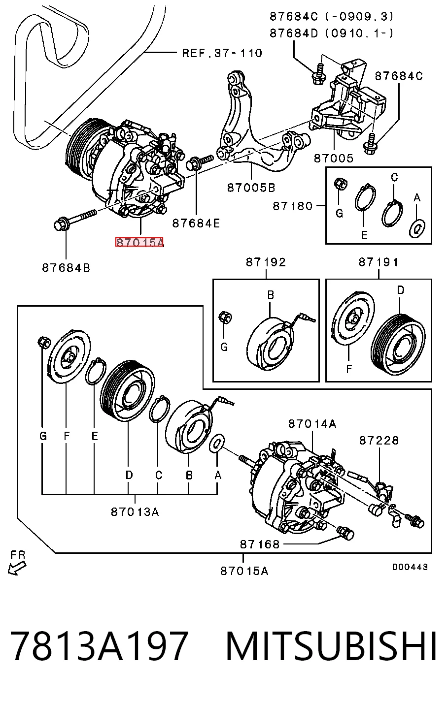 7813A197 Mitsubishi Compressor de aparelho de ar condicionado