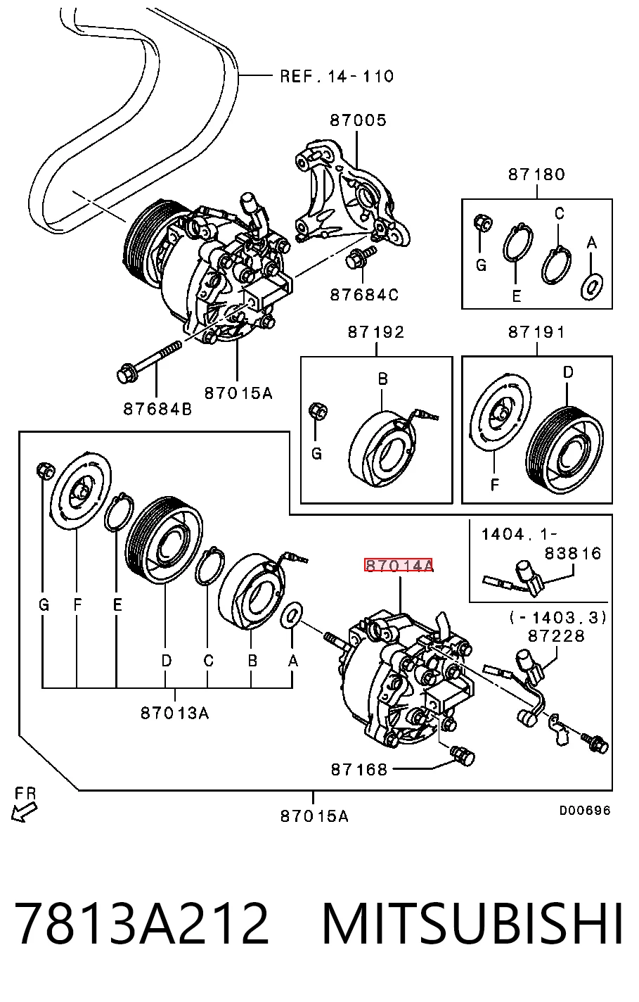 7813A212 Mitsubishi Compressor de aparelho de ar condicionado
