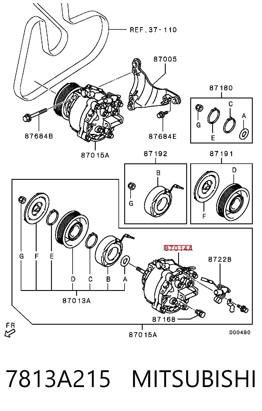 7813A215 Mitsubishi Compressor de aparelho de ar condicionado