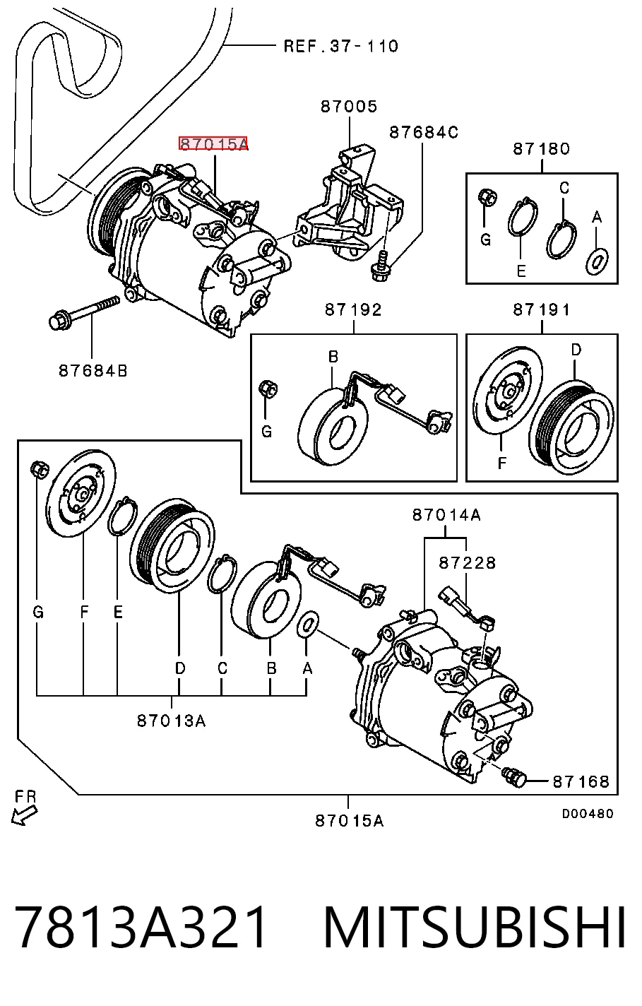7813A321 Mitsubishi Compressor de aparelho de ar condicionado