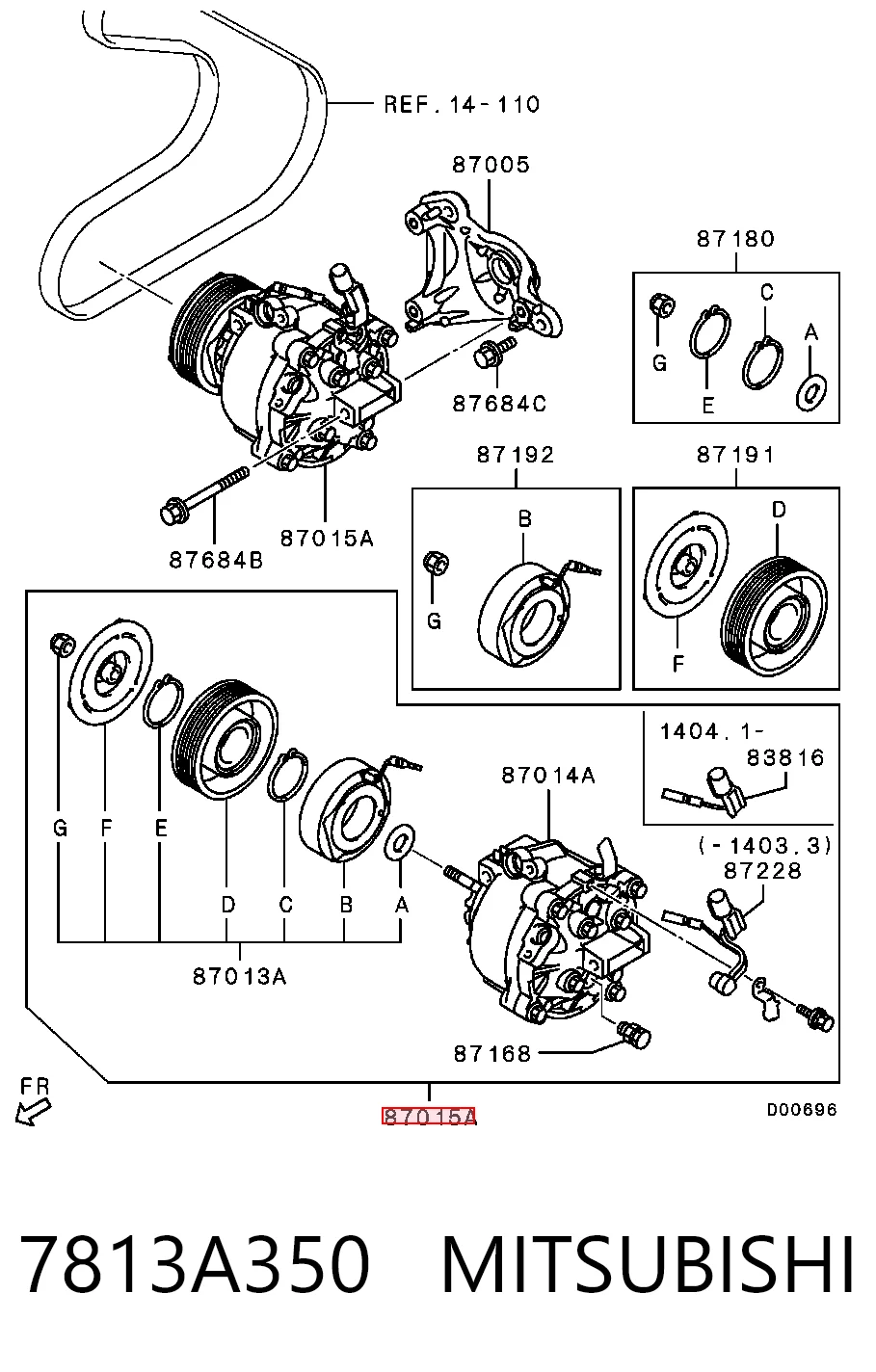 7813A350 Mitsubishi Compressor de aparelho de ar condicionado