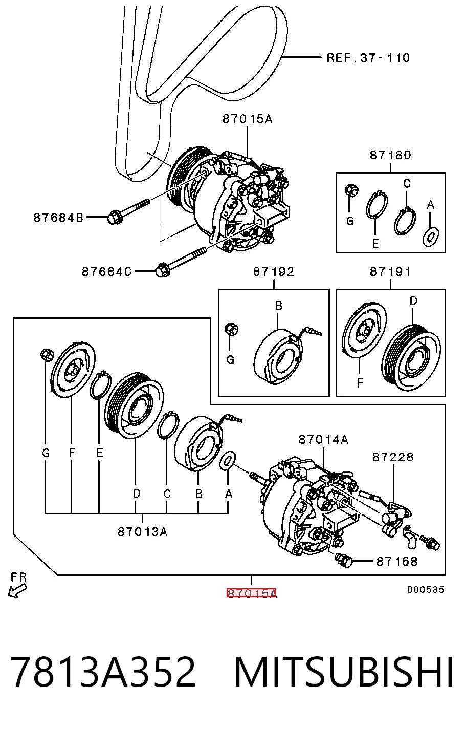7813A352 Mitsubishi Compressor de aparelho de ar condicionado