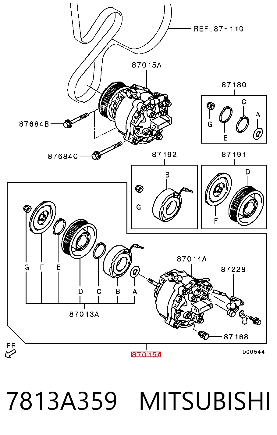 7813A359 Mitsubishi Compressor de aparelho de ar condicionado