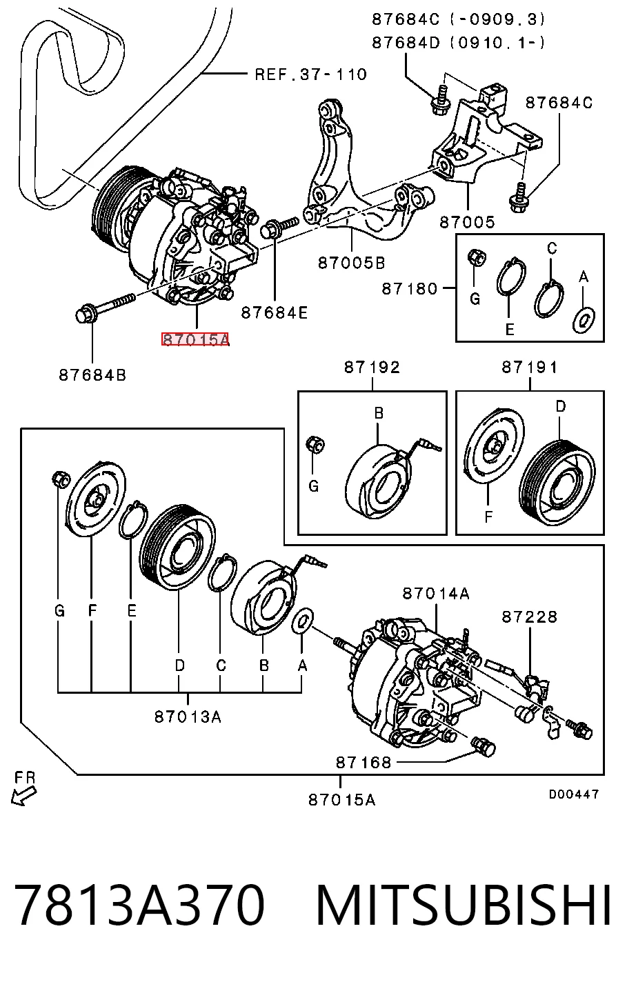 7813A370 Mitsubishi Compressor de aparelho de ar condicionado