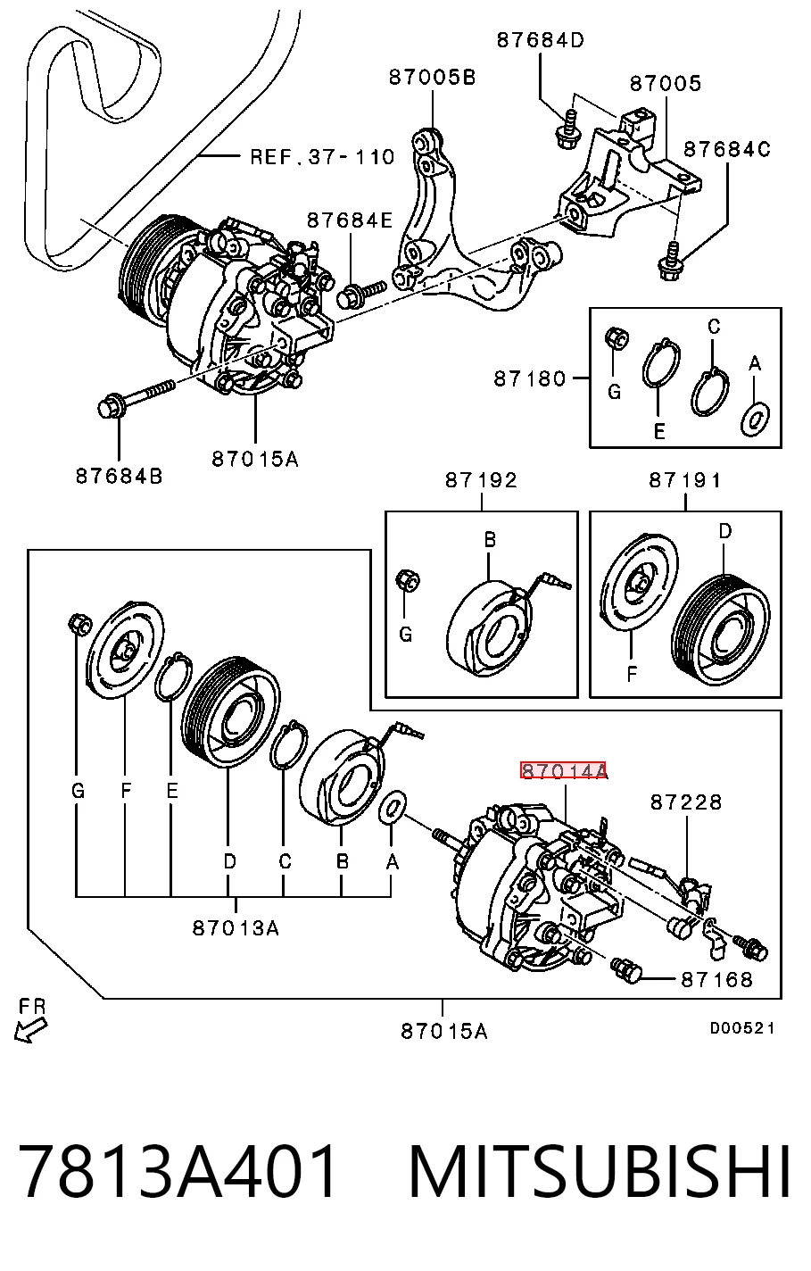 7813A401 Mitsubishi Compressor de aparelho de ar condicionado