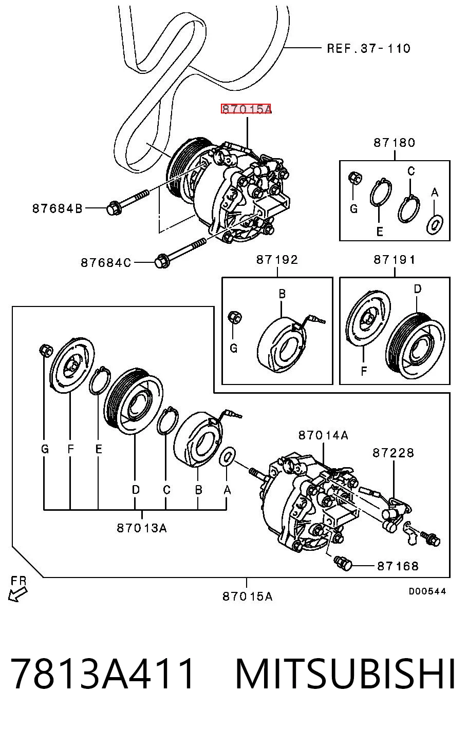7813A411 Mitsubishi Compressor de aparelho de ar condicionado