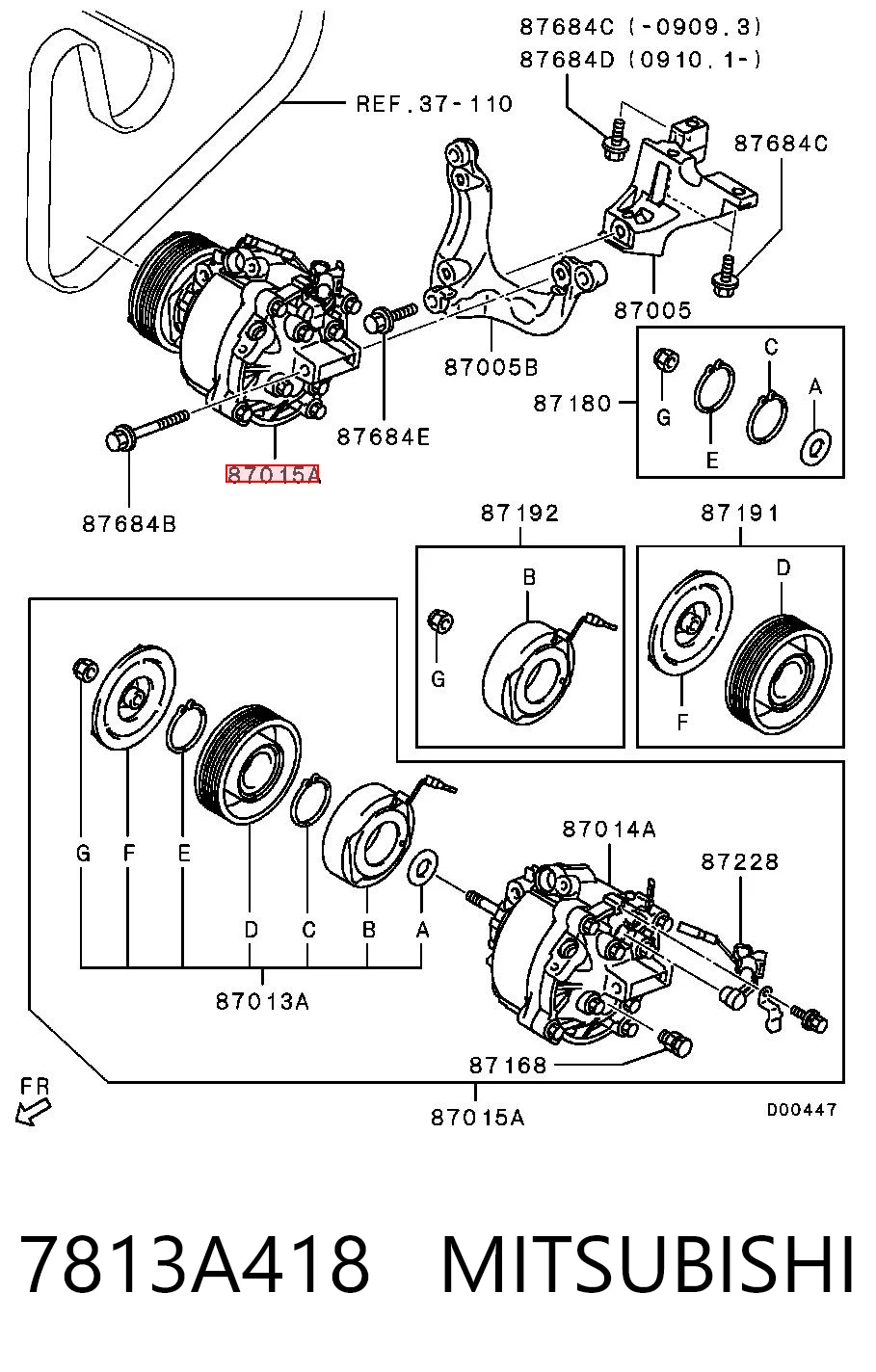 7813A418 Mitsubishi Compressor de aparelho de ar condicionado