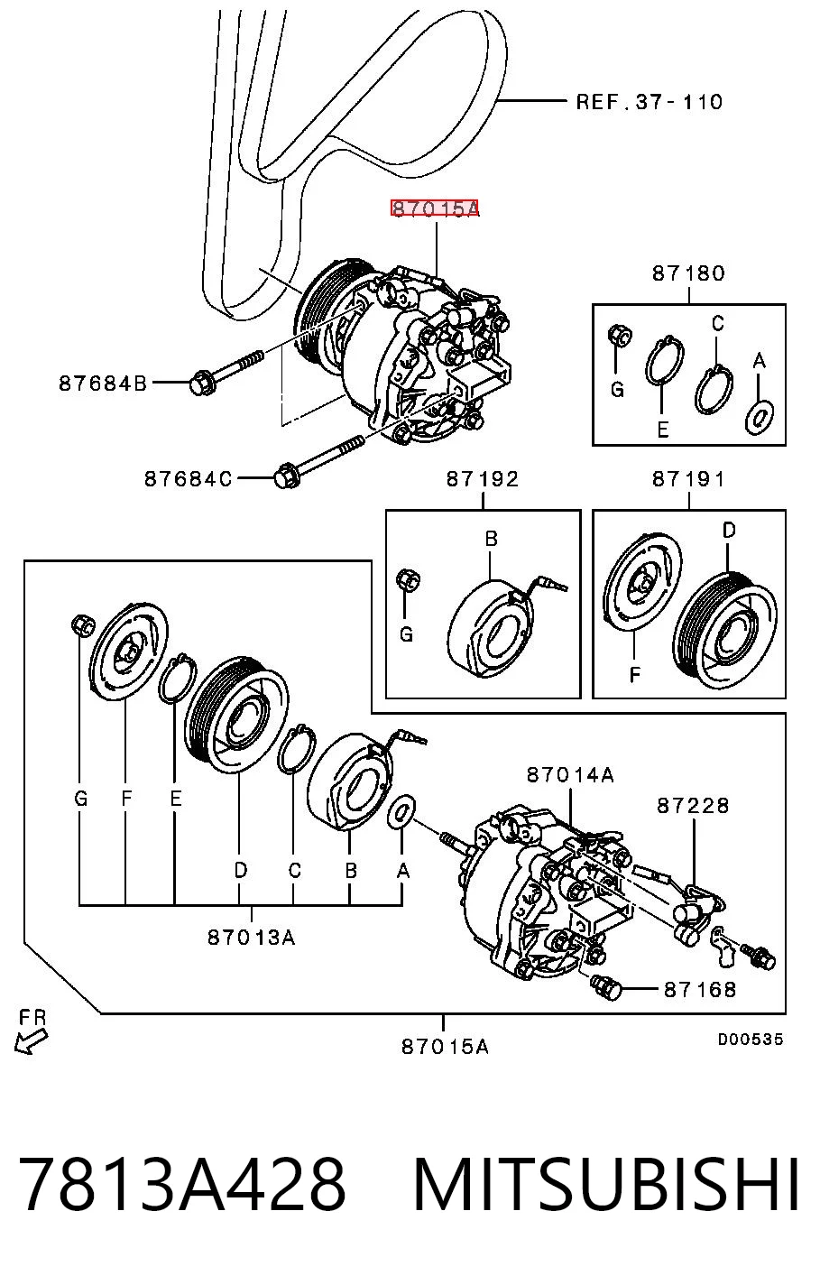 7813A428 Mitsubishi Compressor de aparelho de ar condicionado