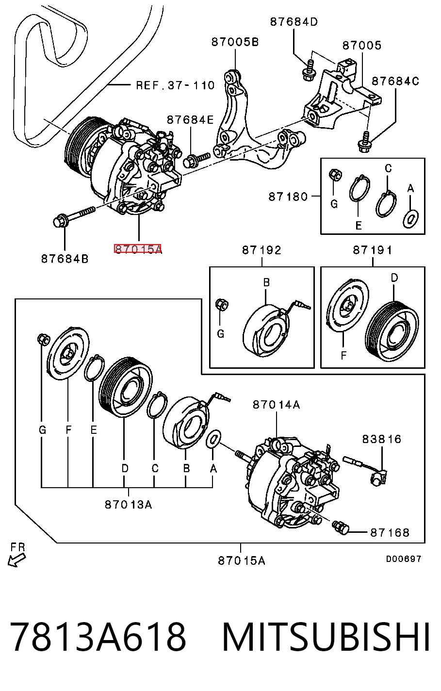 7813A618 Mitsubishi Compressor de aparelho de ar condicionado