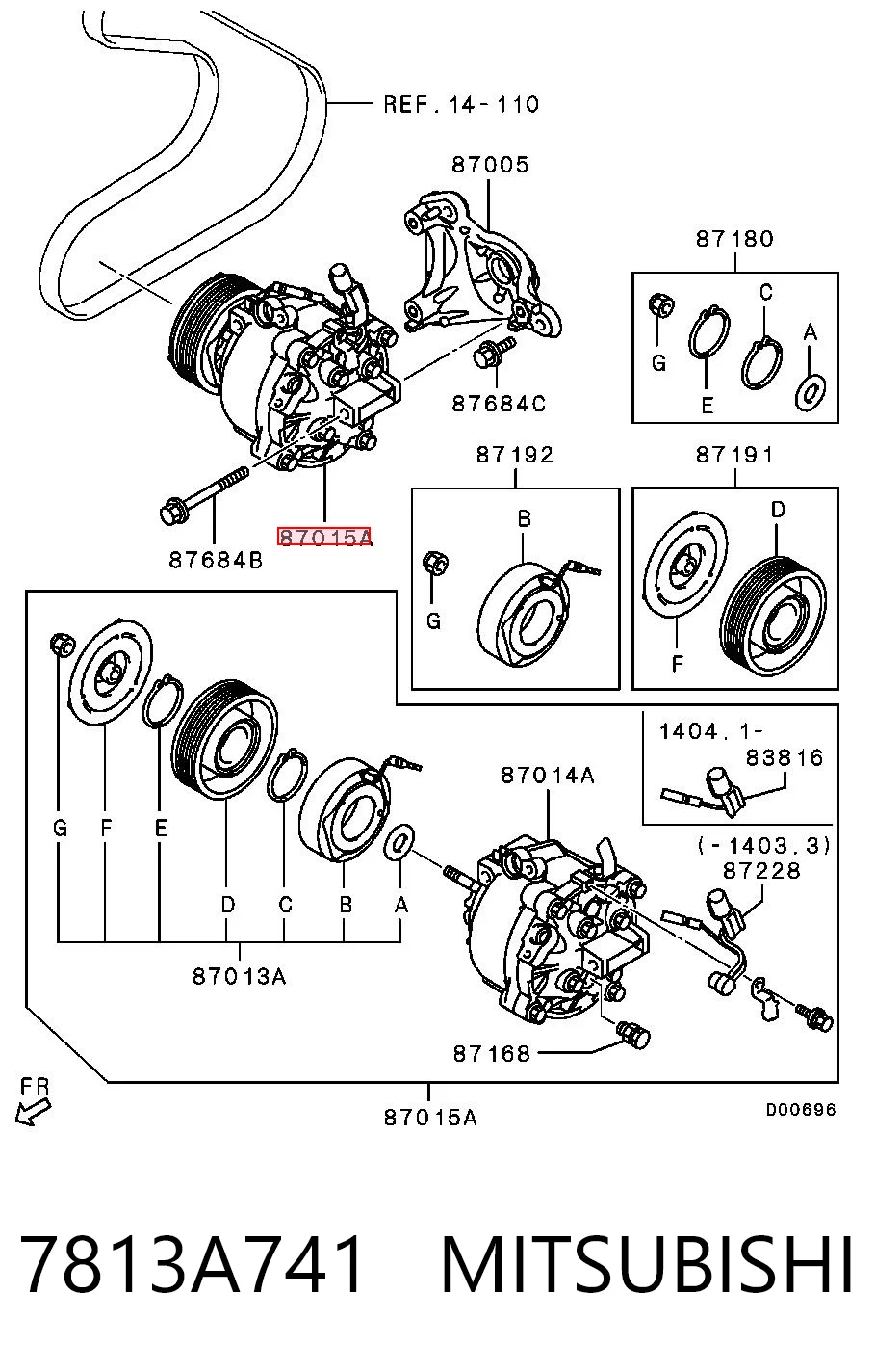 7813A741 Mitsubishi Compressor de aparelho de ar condicionado