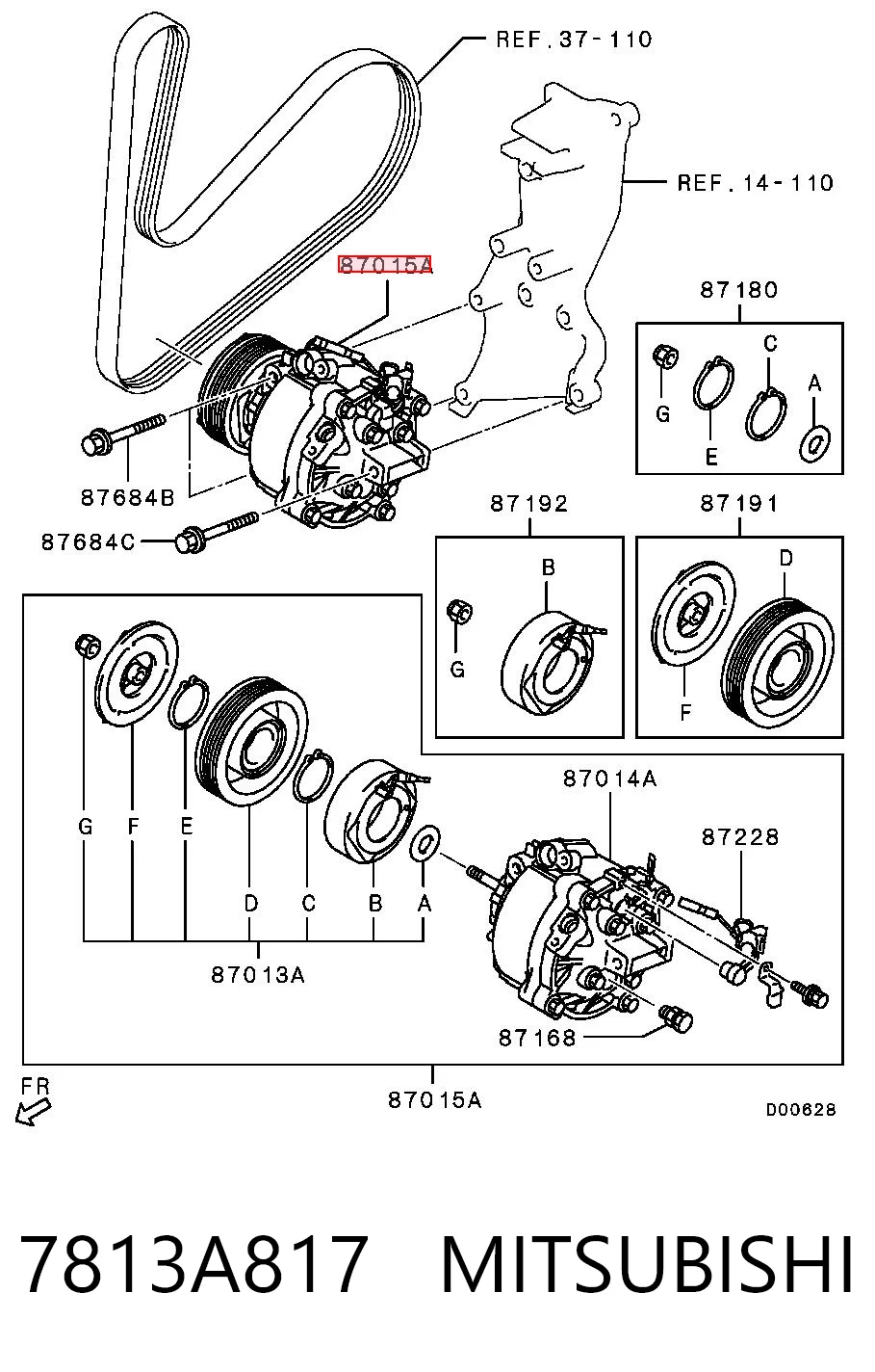 7813A817 Mitsubishi Compressor de aparelho de ar condicionado