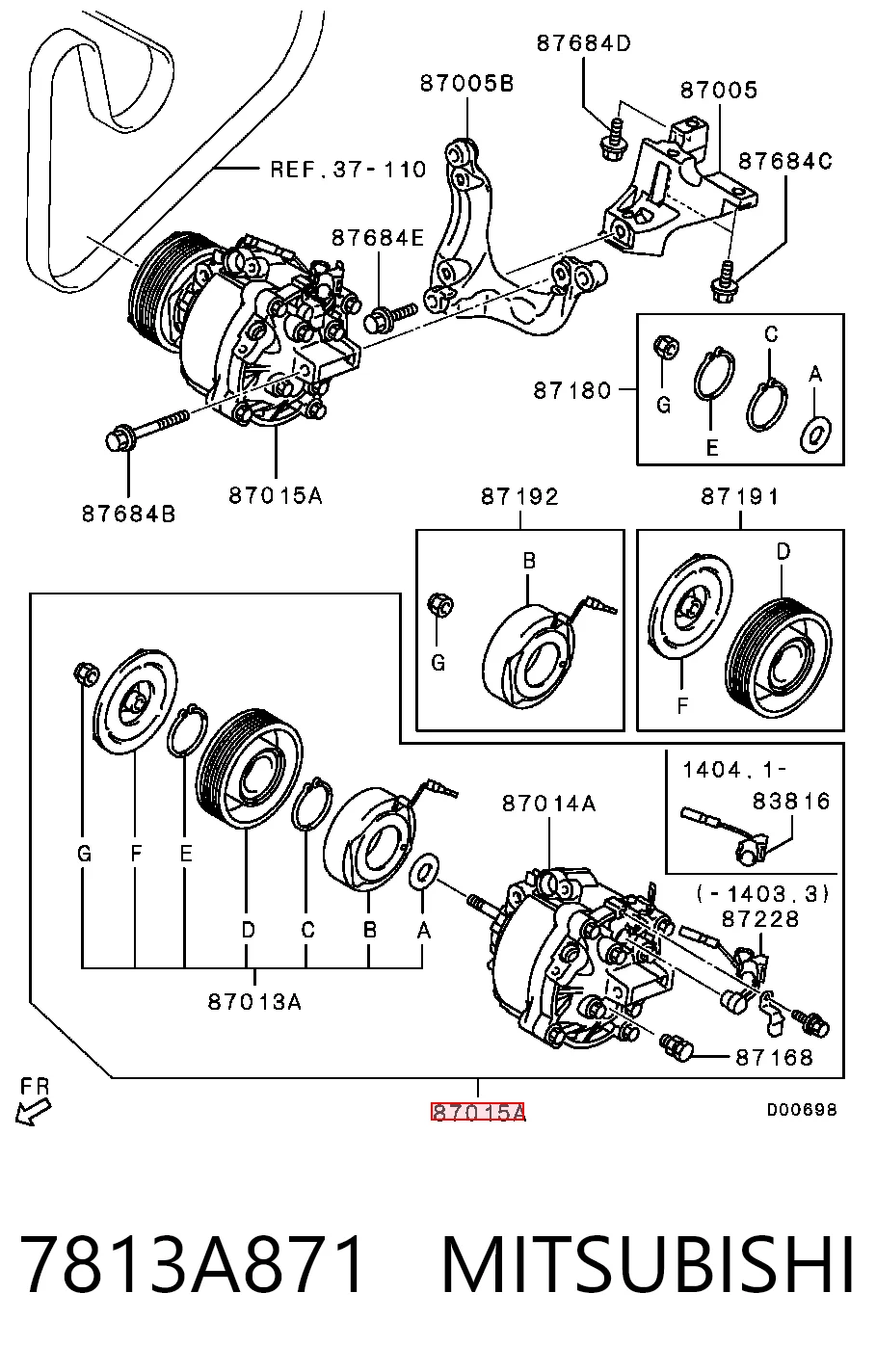 7813A871 Mitsubishi Compressor de aparelho de ar condicionado