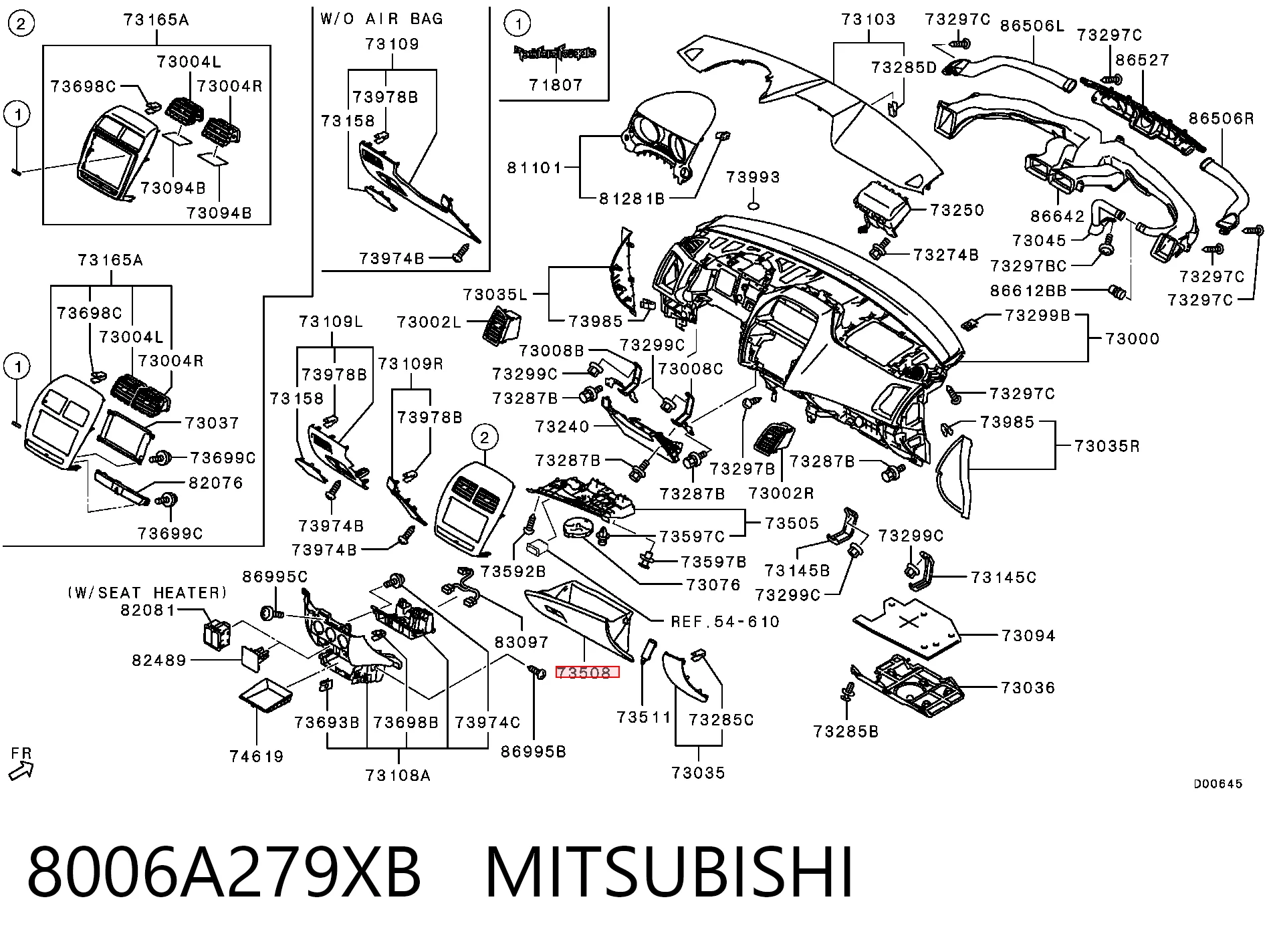 Caixa para porta-luvas (porta-luvas) Mitsubishi ASX GA ao melhor preço