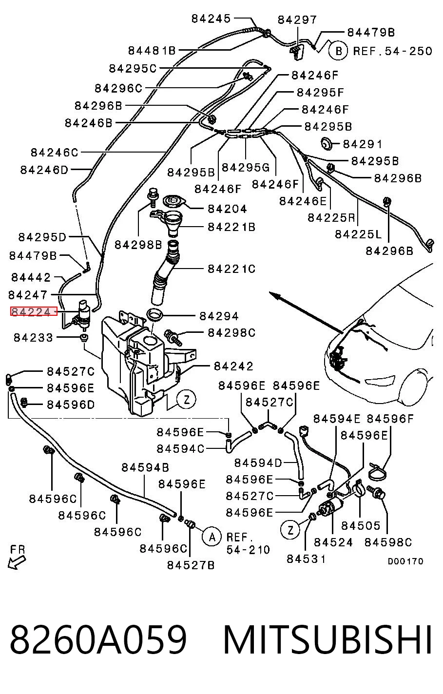 8260A059 Mitsubishi Bomba de motor de fluido para lavador de vidro traseiro